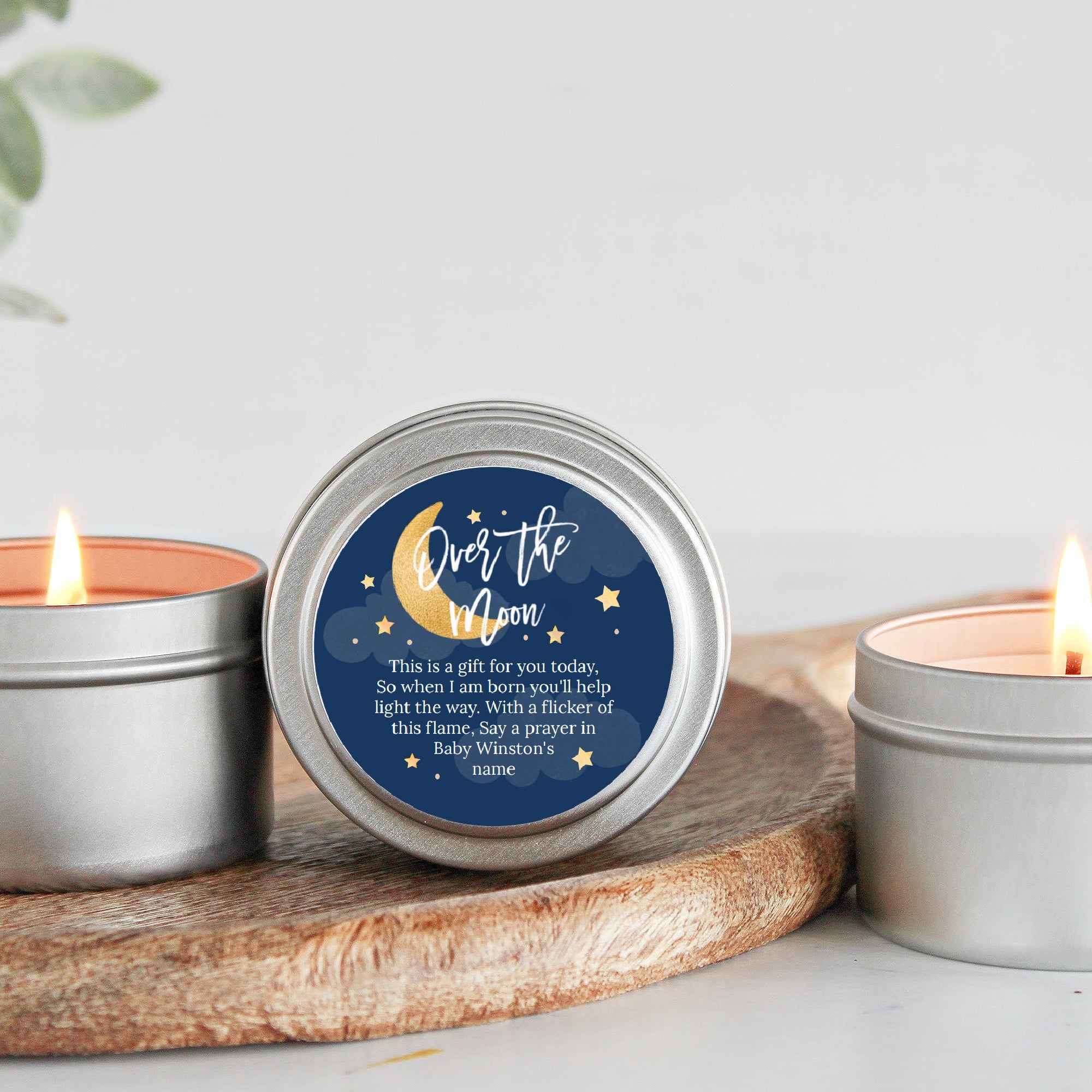 Over the Moon Baby Shower Tins - Set of 10