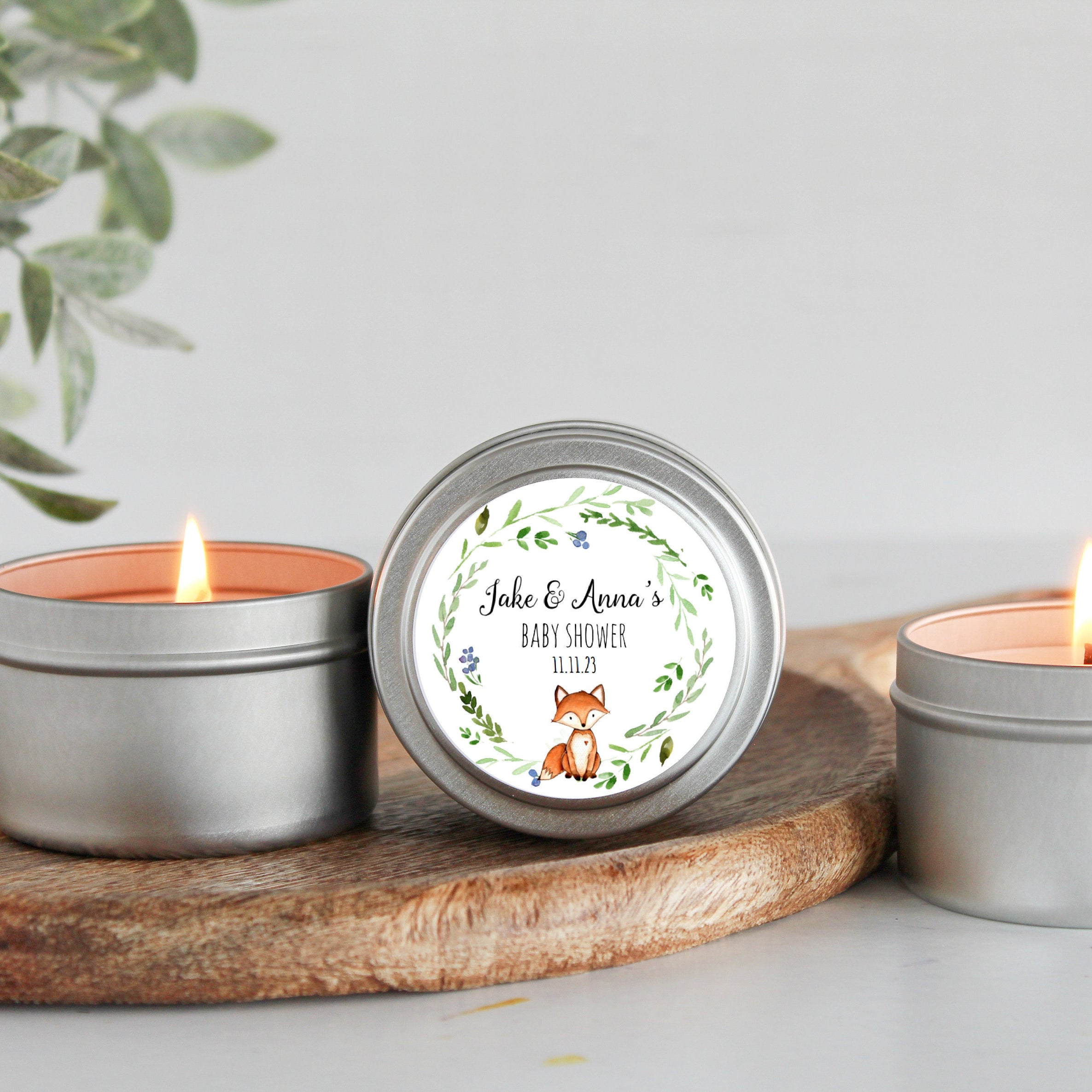 Woodland Fox Baby Shower Tins - Set of 10