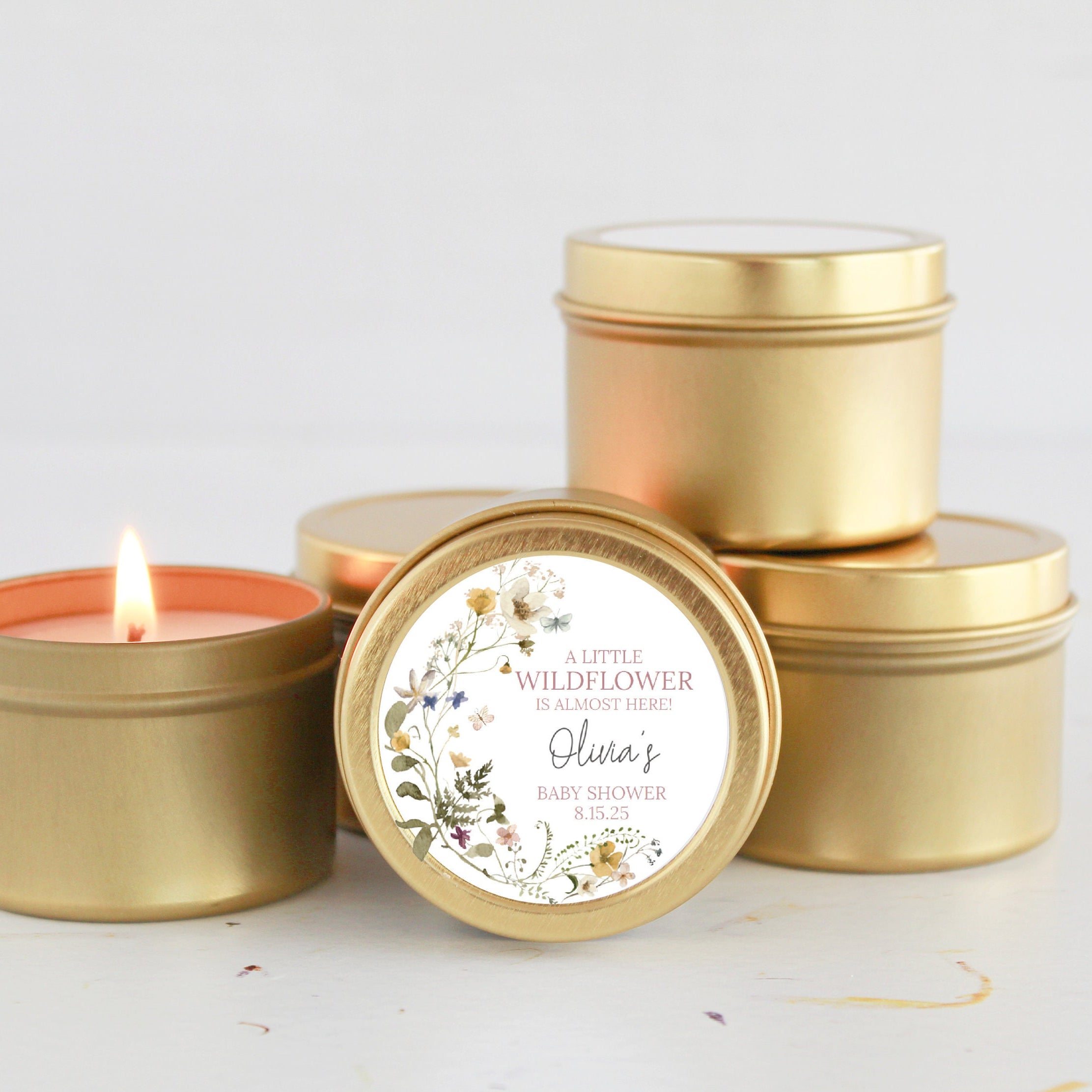 Wildflower Baby Shower Tins - Set of 10