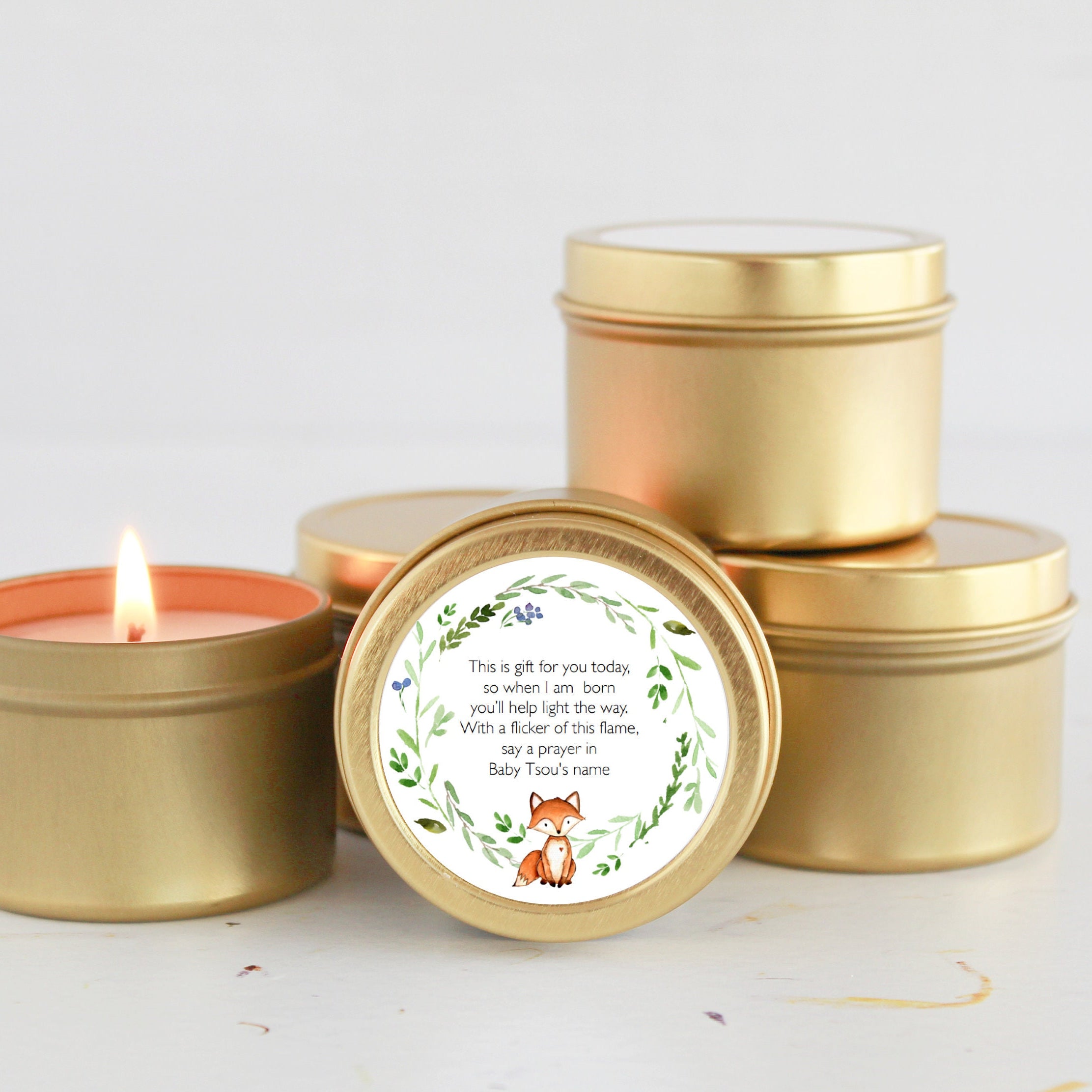 Woodland Fox Baby Shower Tins - Set of 10