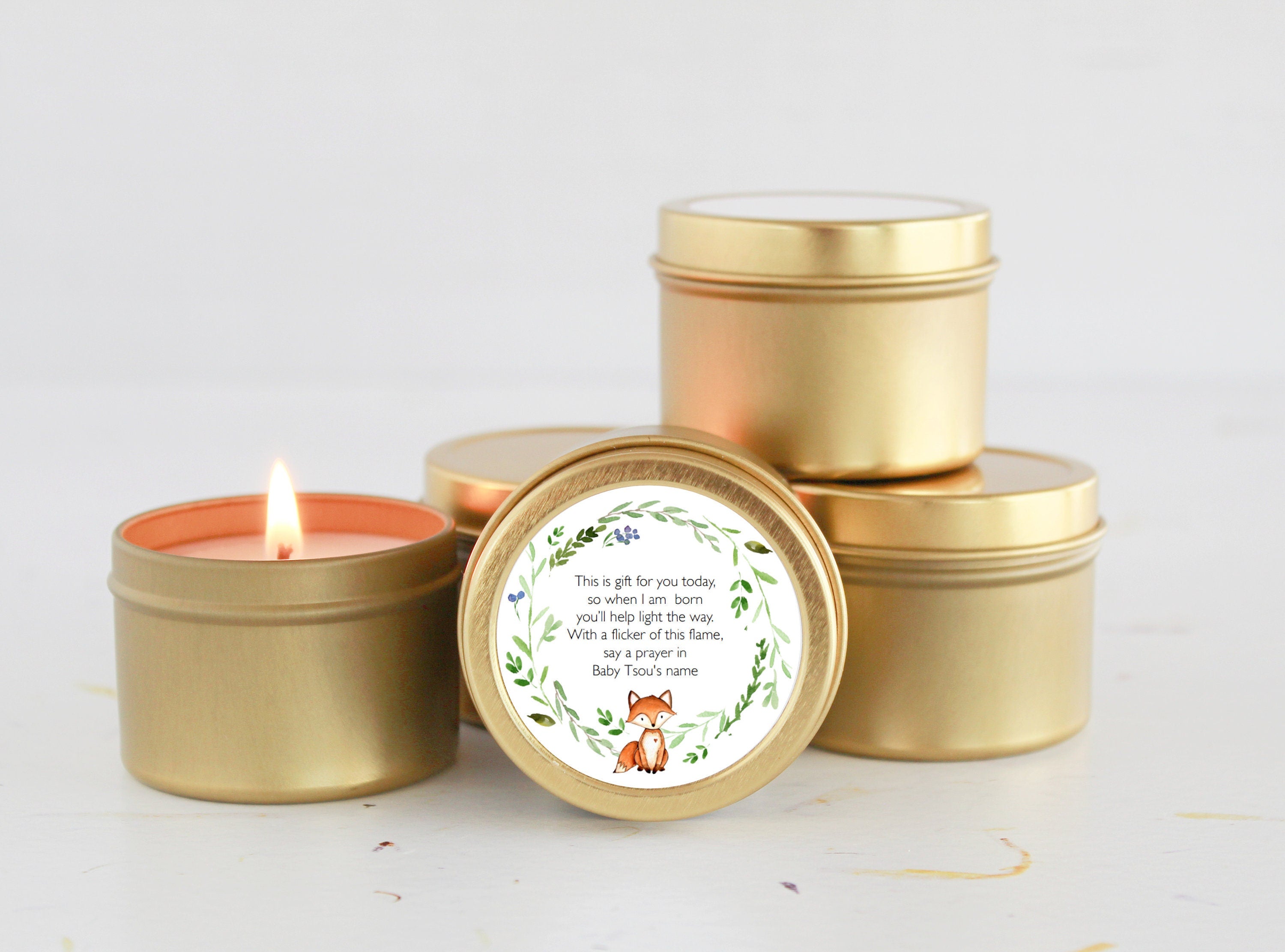 Woodland Fox Baby Shower Tins - Set of 10