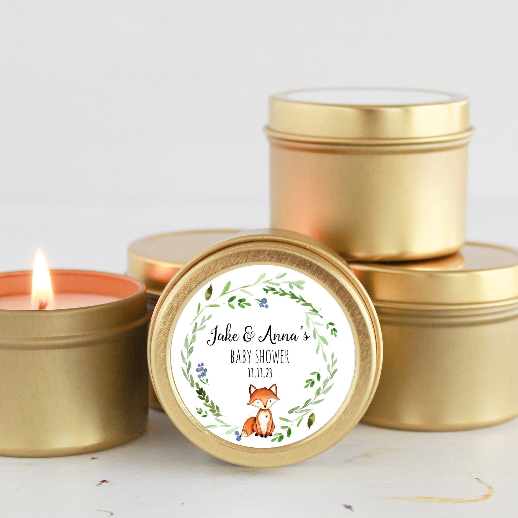 Woodland Fox Baby Shower Tins - Set of 10