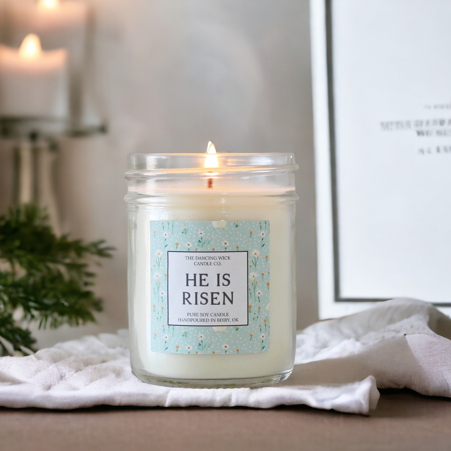 He is Risen Easter Candle