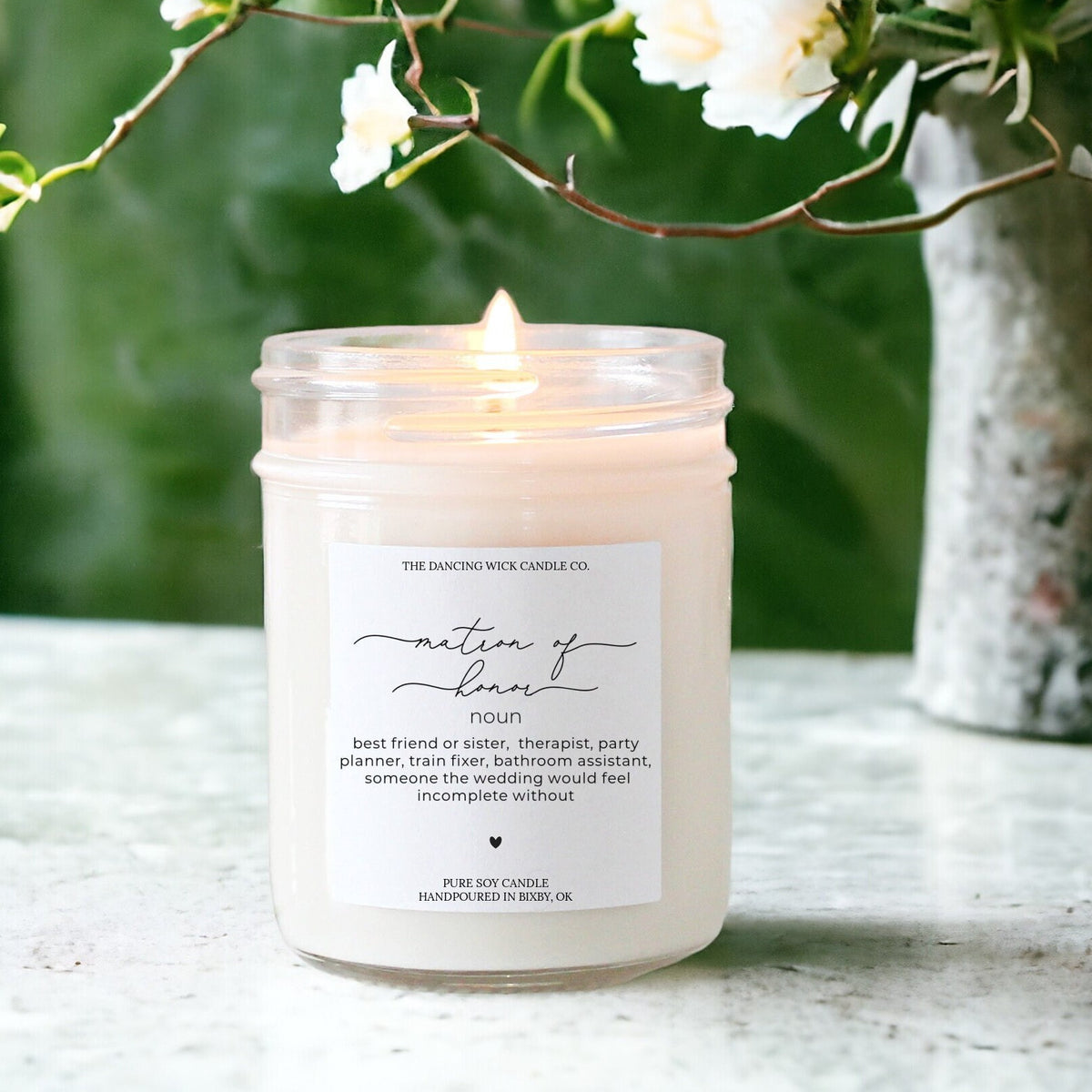 Script Matron of Honor Noun Candle