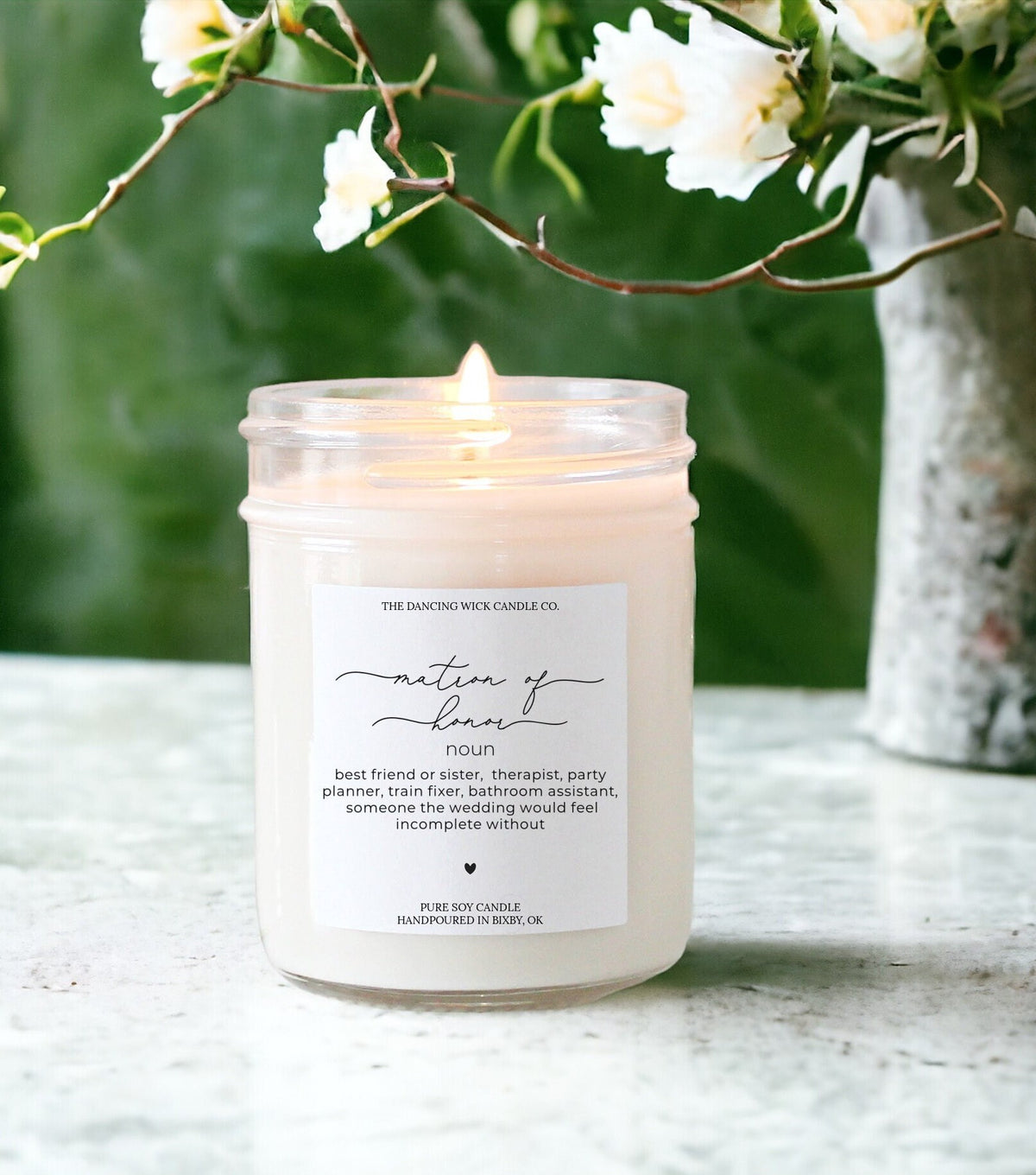 Script Matron of Honor Noun Candle