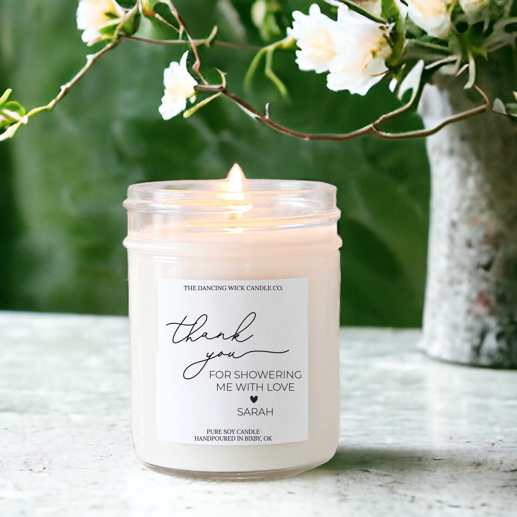 Hostess Thank You for Showering Me with Love Candle