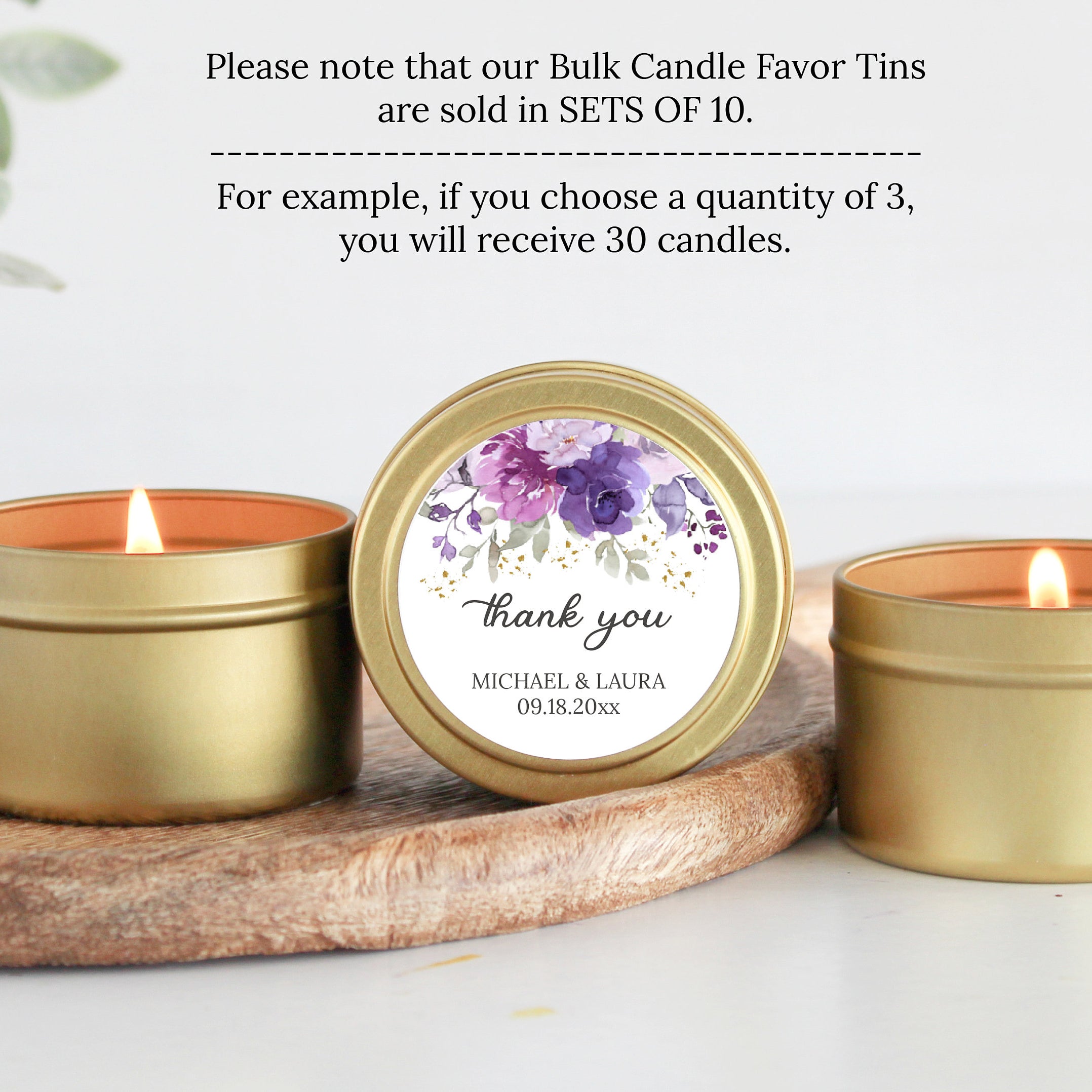 Purple & Mauve Floral Tins - Set of 10