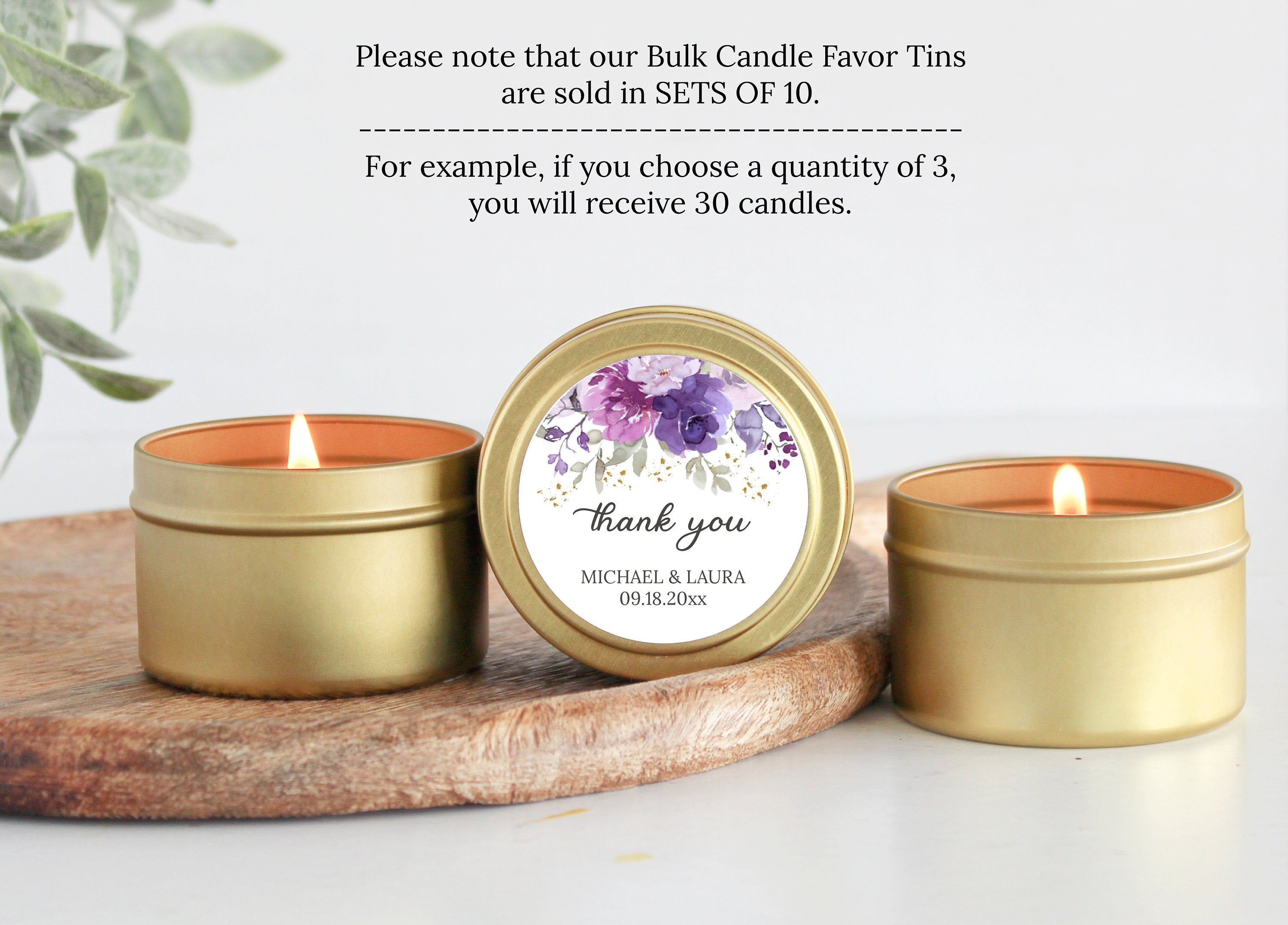 Purple & Mauve Floral Tins - Set of 10
