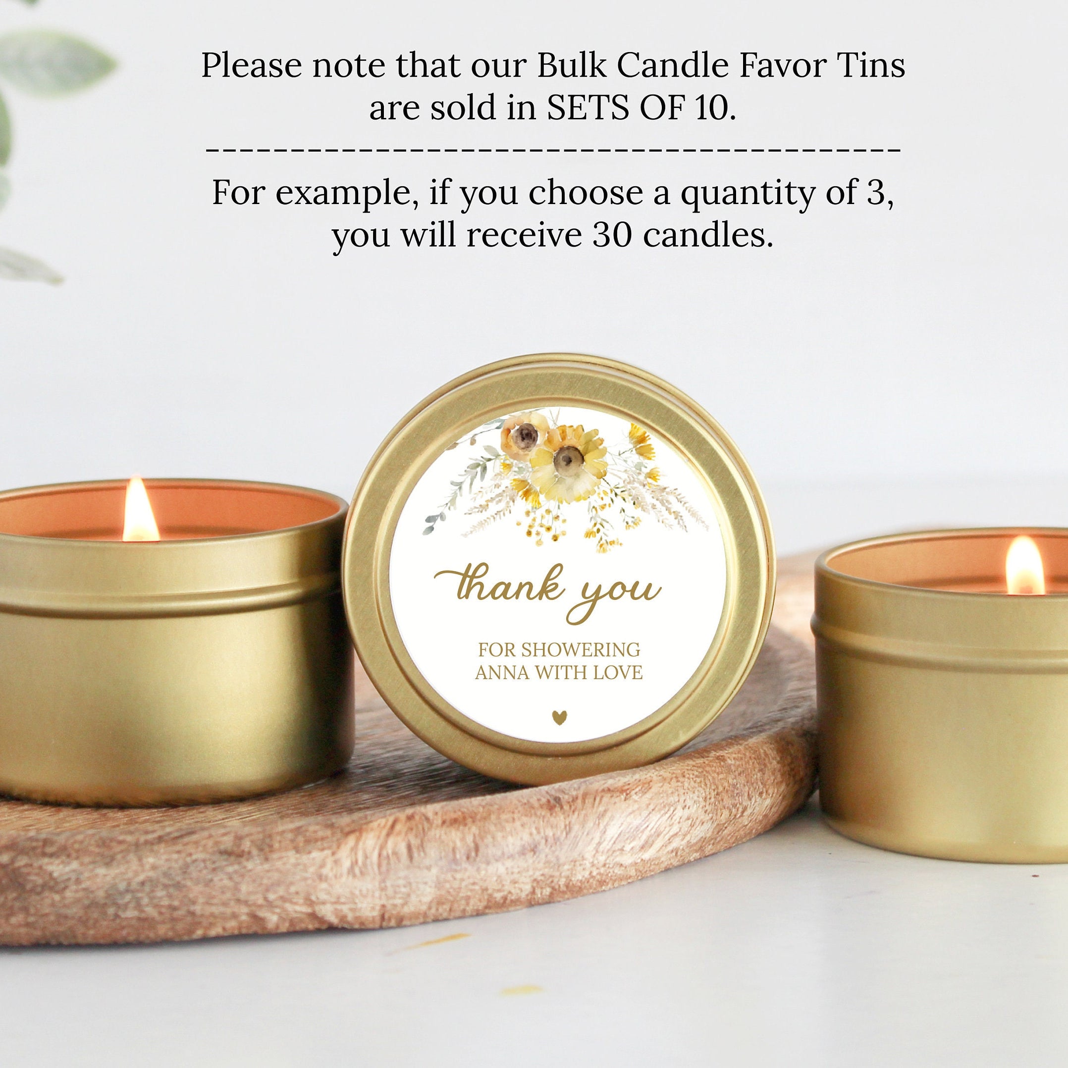 Sunflower Wedding Tins - Set of 10