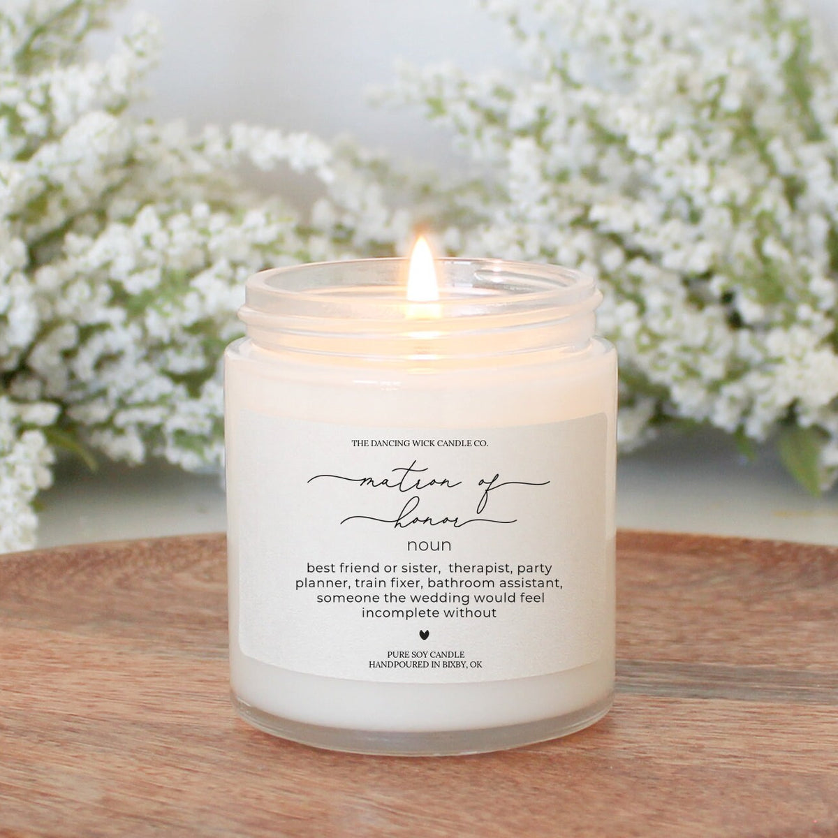 Script Matron of Honor Noun Candle
