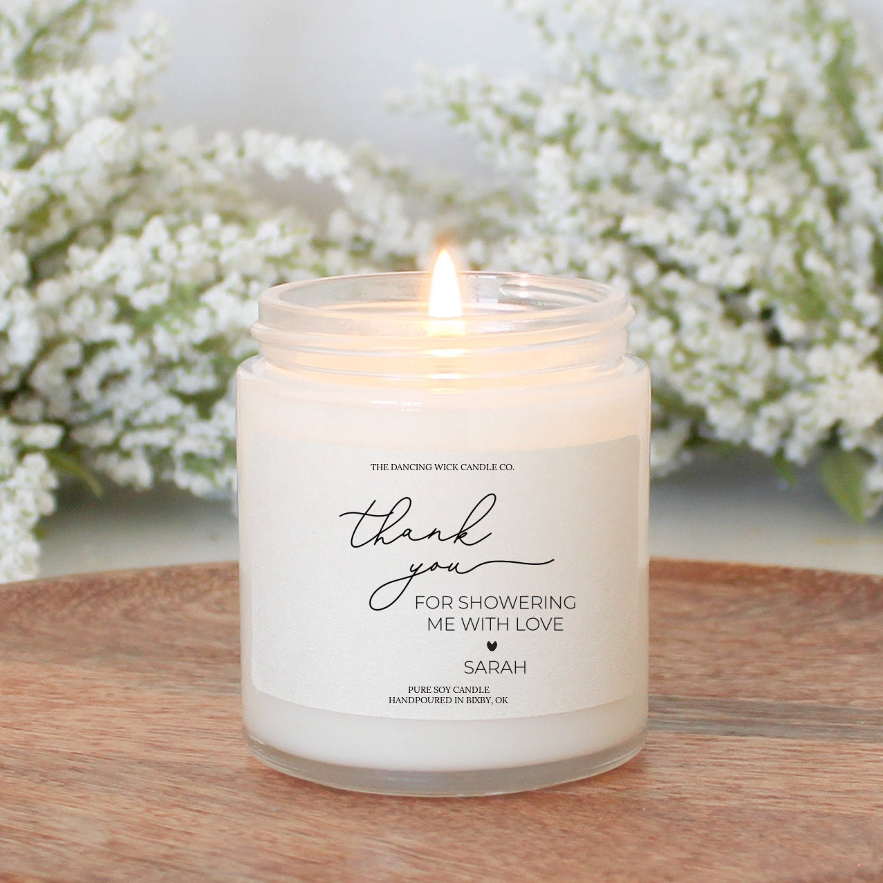 Hostess Thank You for Showering Me with Love Candle