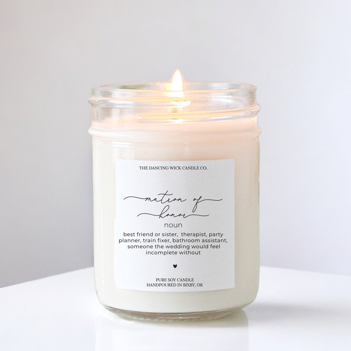 Script Matron of Honor Noun Candle