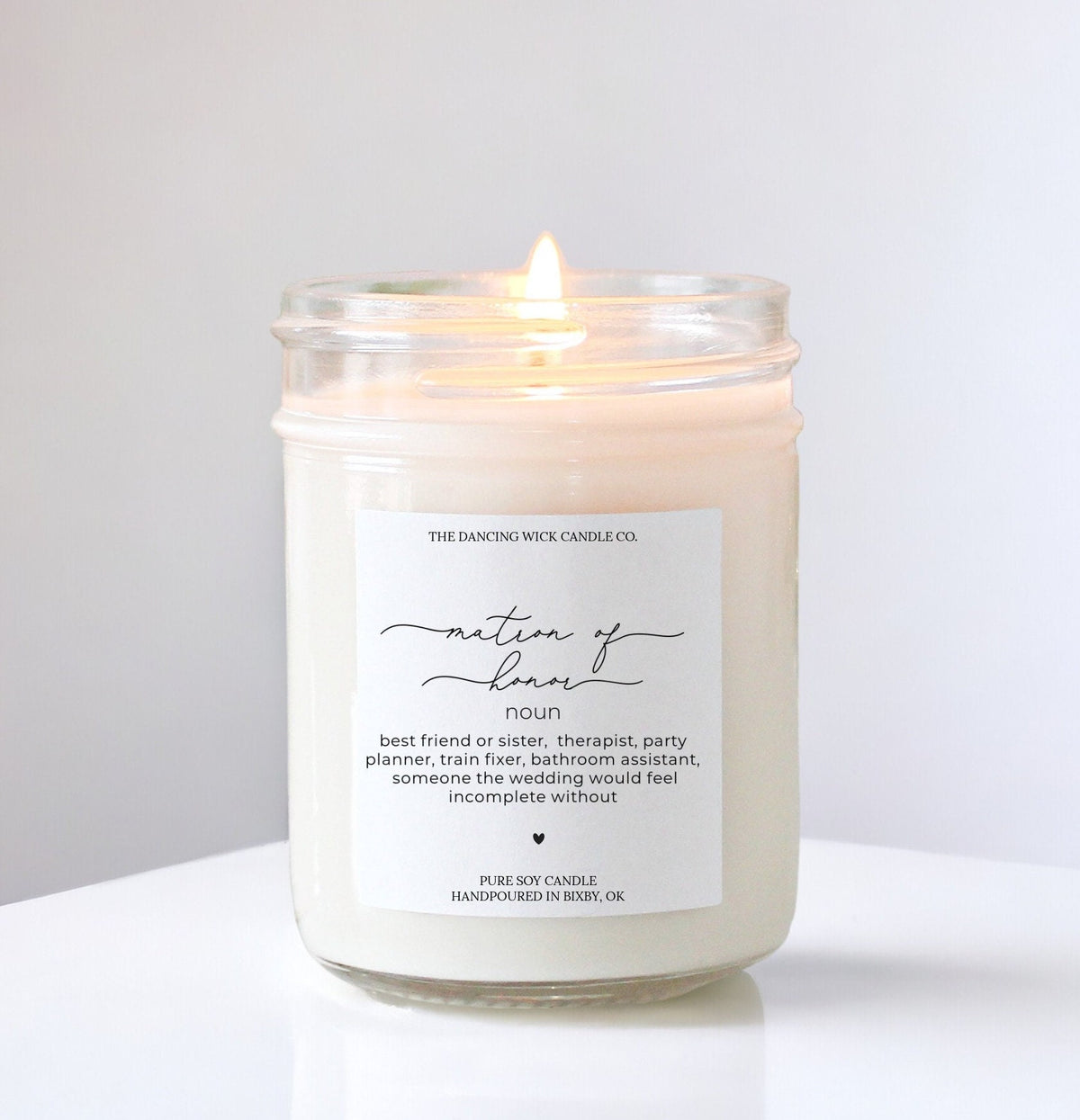 Script Matron of Honor Noun Candle