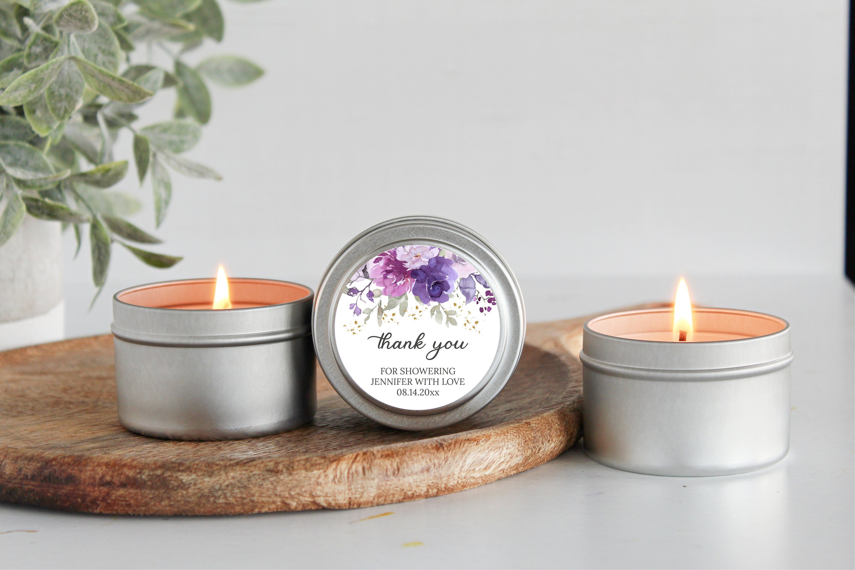 Purple & Mauve Floral Tins - Set of 10