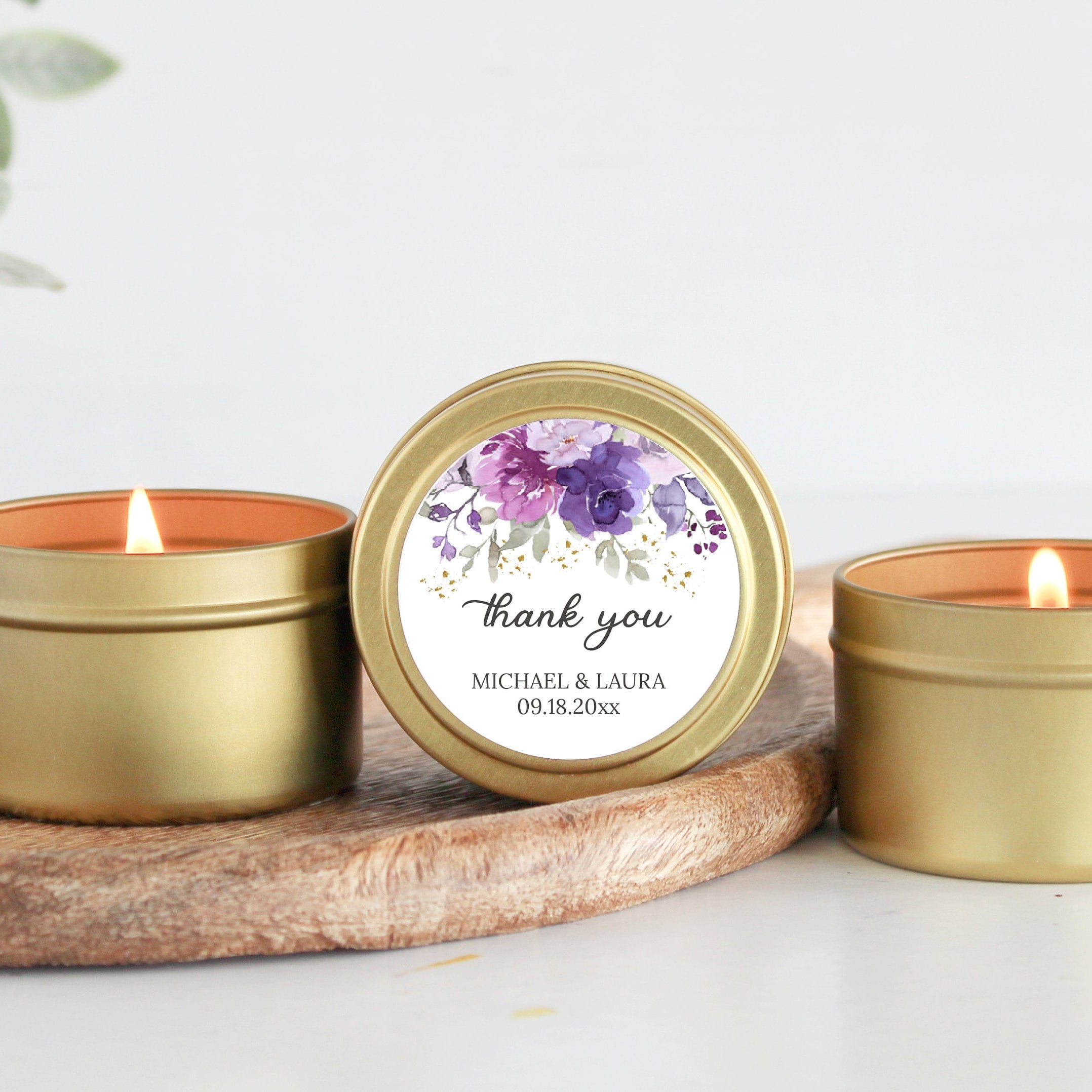 Purple & Mauve Floral Tins - Set of 10