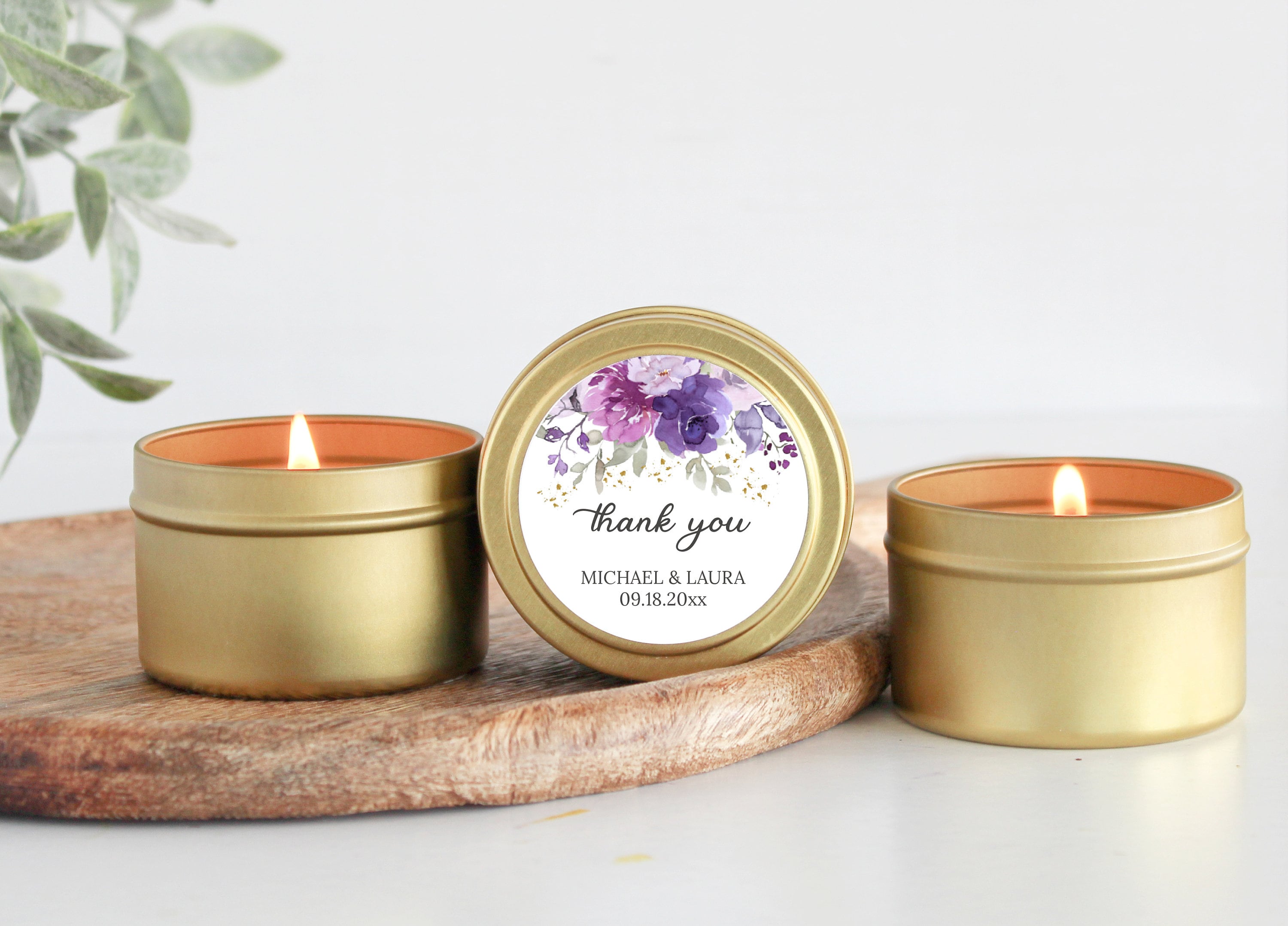 Purple & Mauve Floral Tins - Set of 10