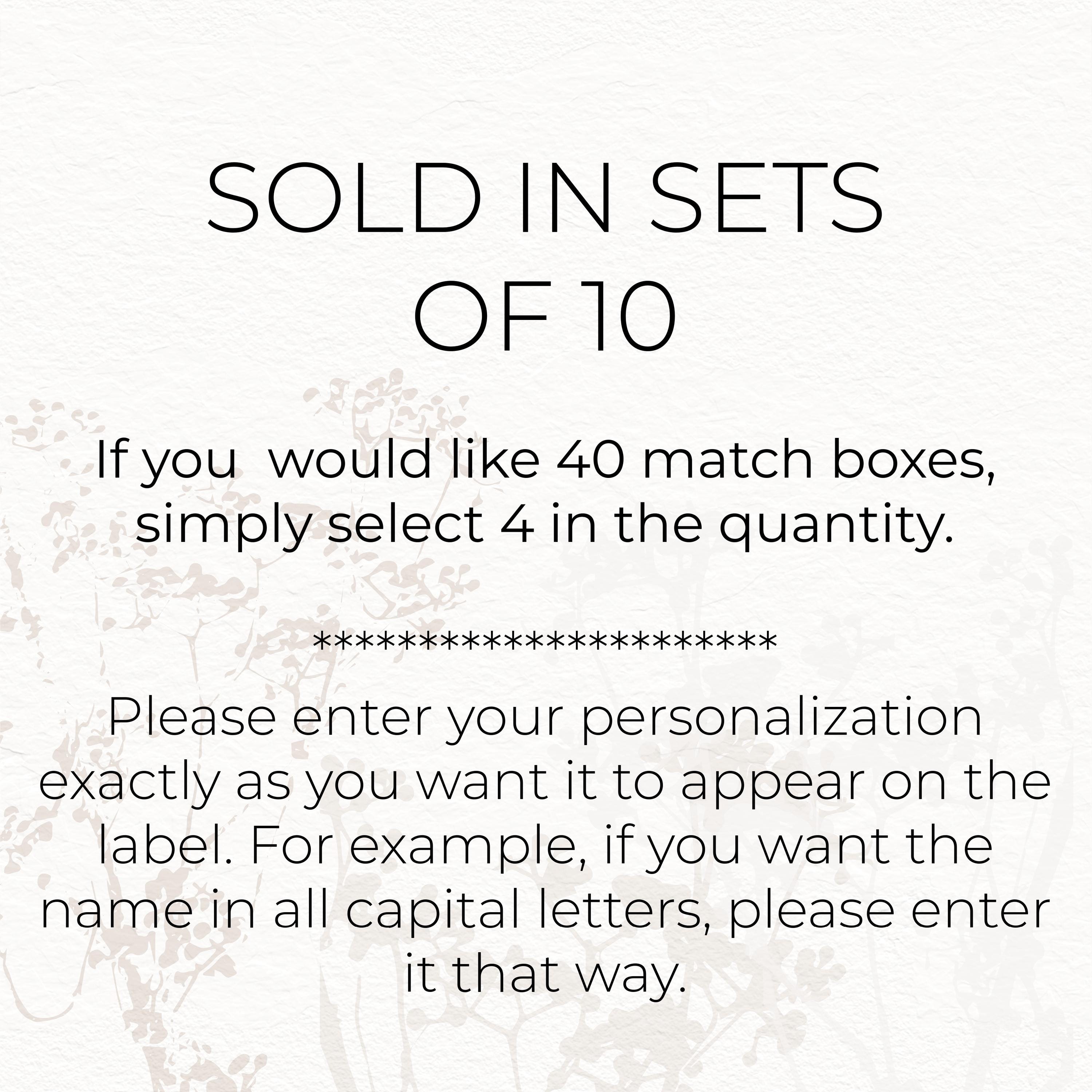 Personalized Tropical Matchbox Favors, Set of 10, Wedding Keepsake