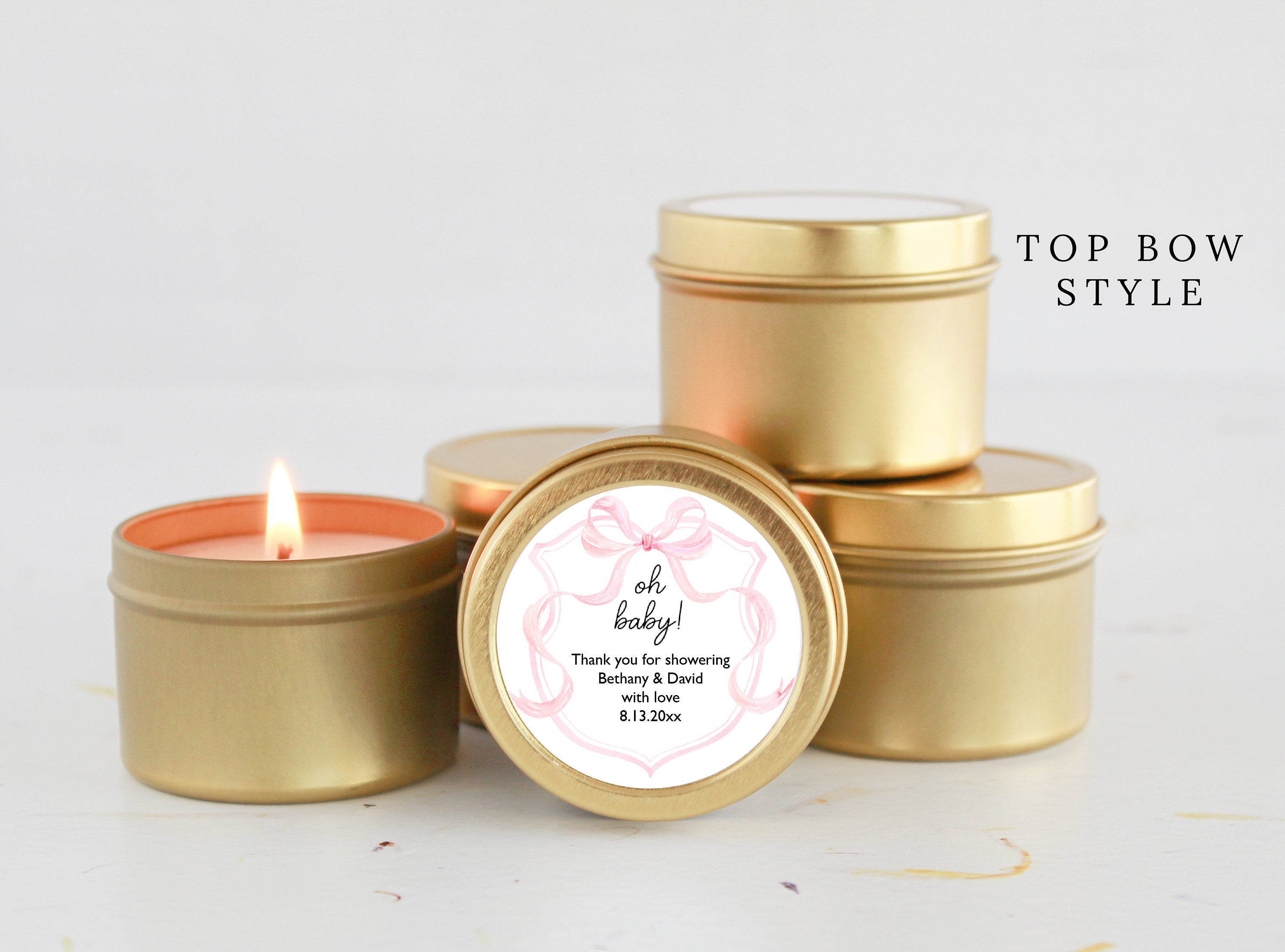 Pink Bow Baby Shower Tins - Set of 10