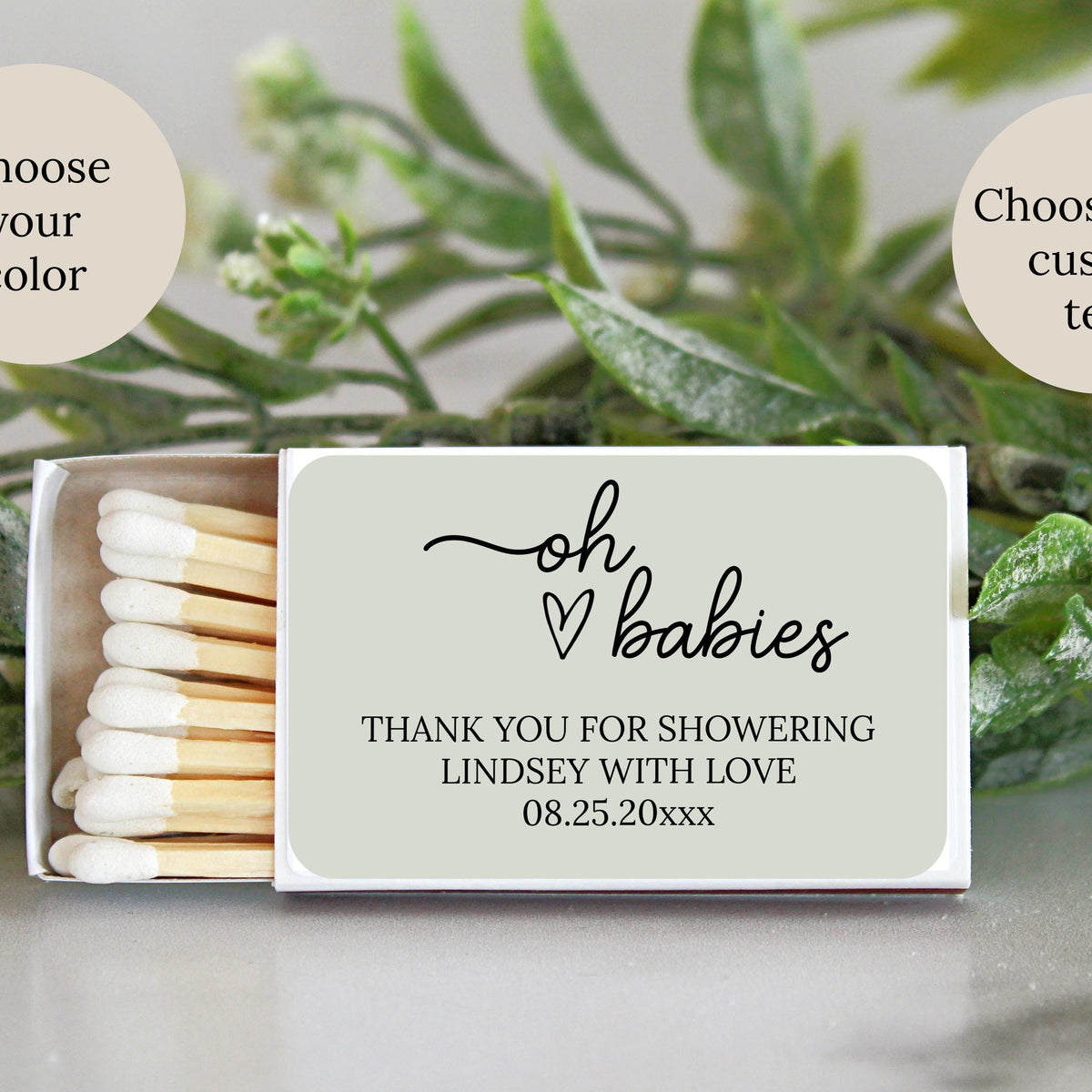 BULK Baby Shower Matches / SET OF 10 / Custom Matches / Baby Shower Favors / Personalized Shower Favors / Custom Party Favors / Unique Favor