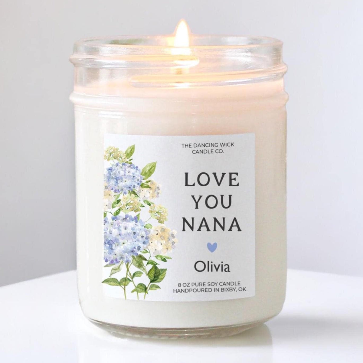 Personalized Floral Soy Candle: Love You Nana Gift