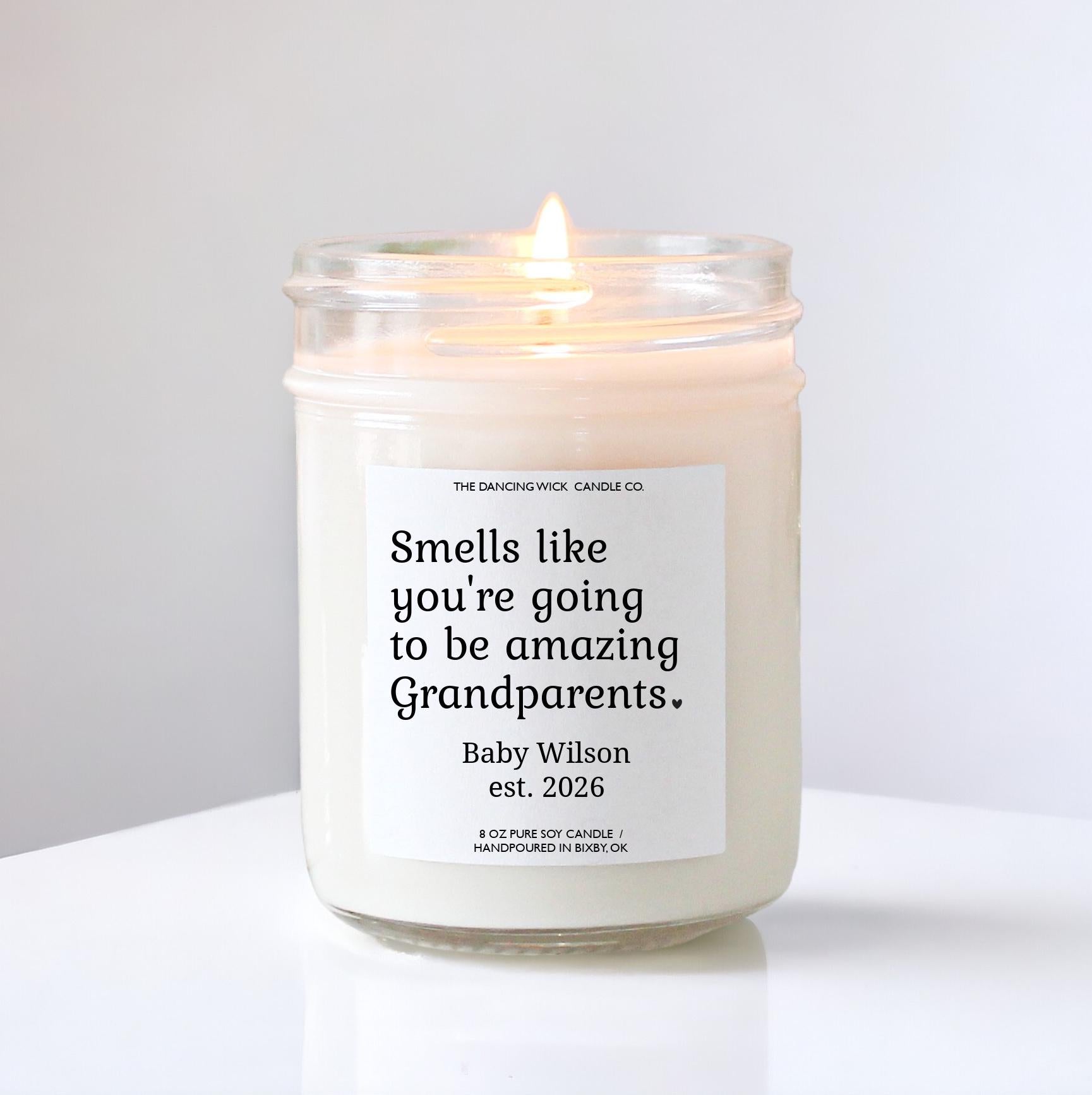 First time Grandparent Announcement Candle: Soy Wax Pregnancy Reveal Gift