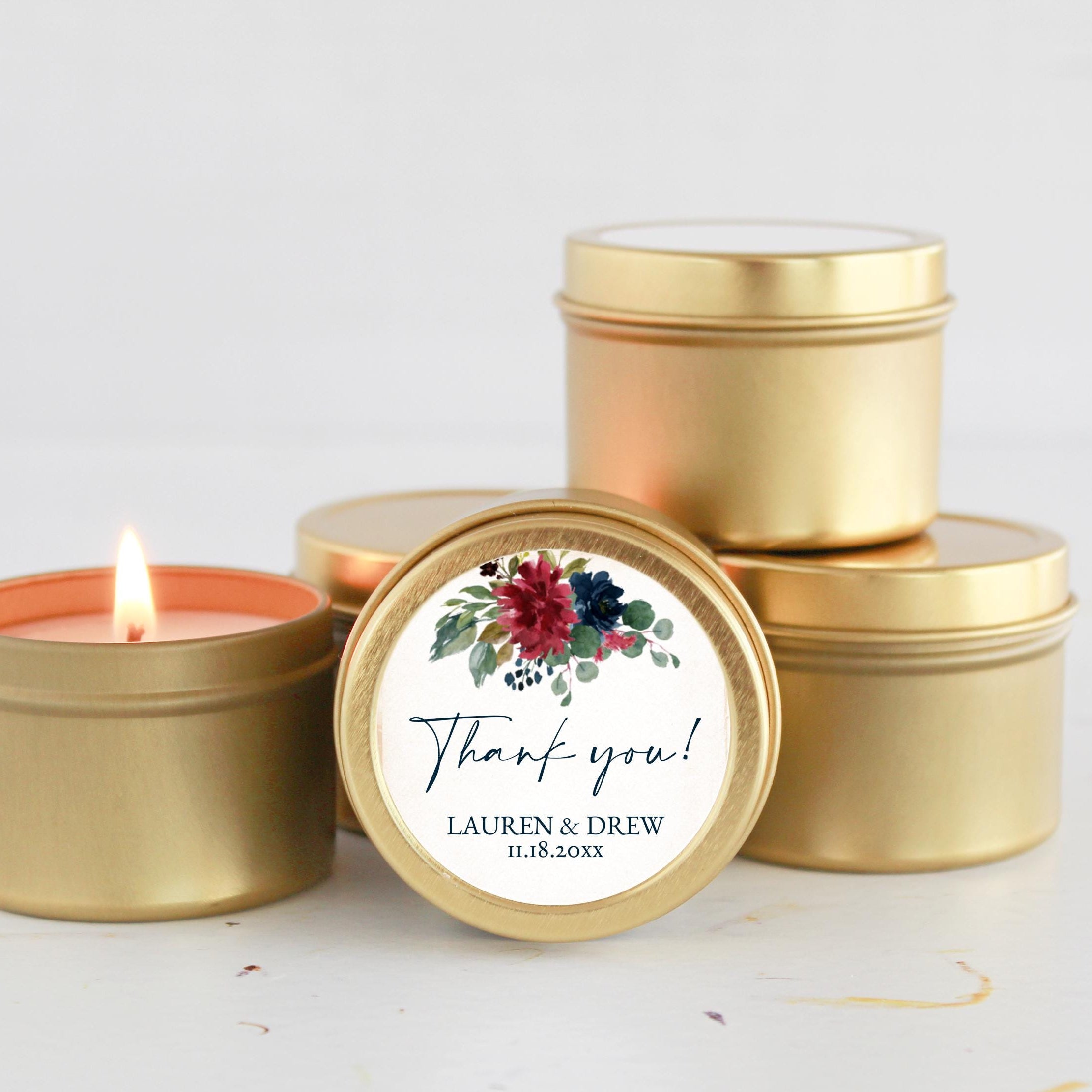 Jewel Floral Set of 10 Tin Favors