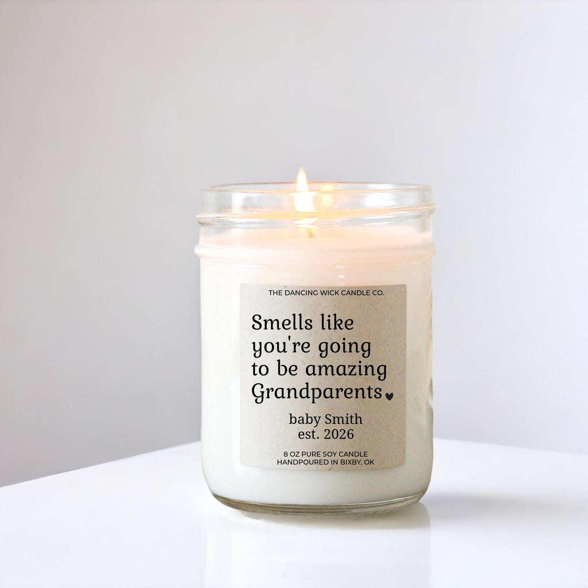 Amazing Grandparent Baby Announcement Candle