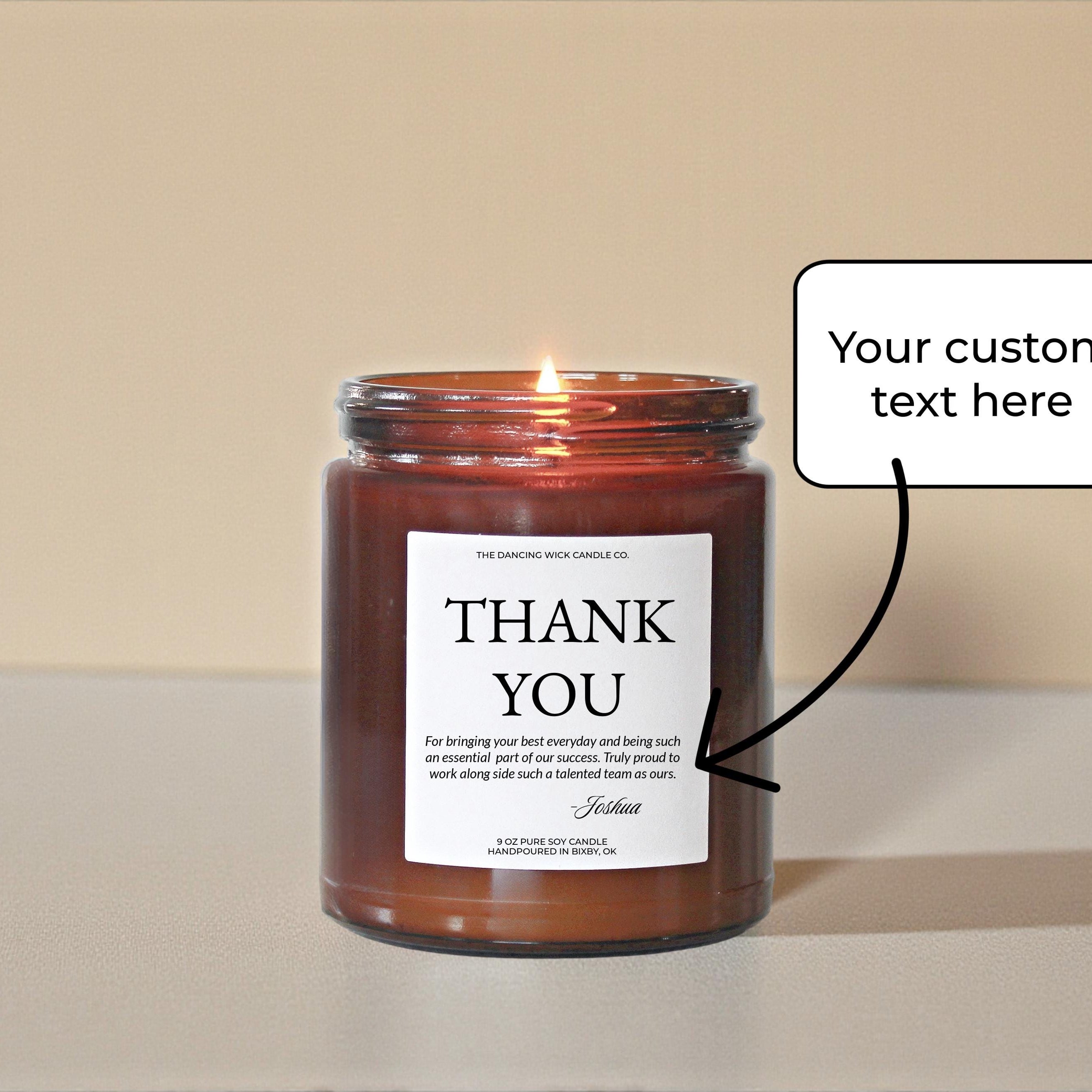 Employee Appreciation Gifts Bulk, Custom Thank You Candle for Coworkers