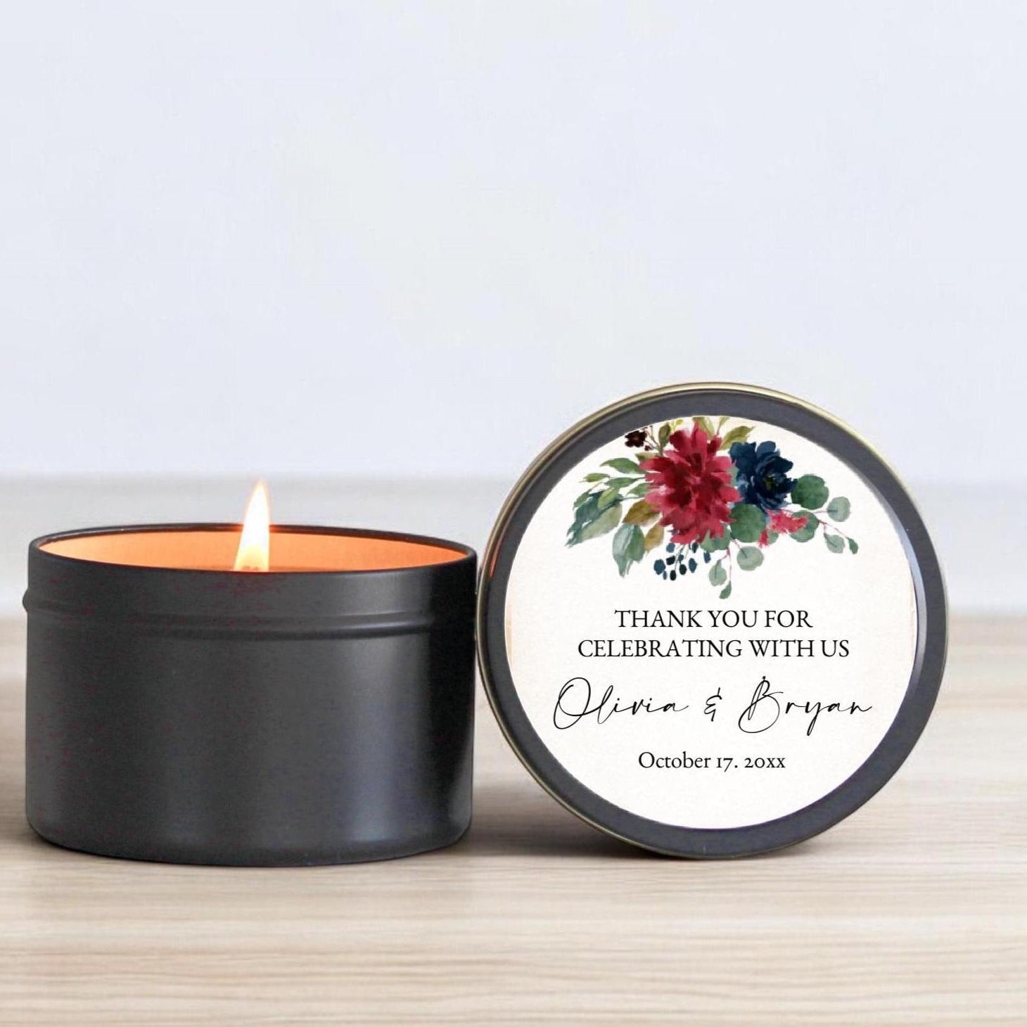 Jewel Floral Set of 10 Tin Favors - The Dancing Wick