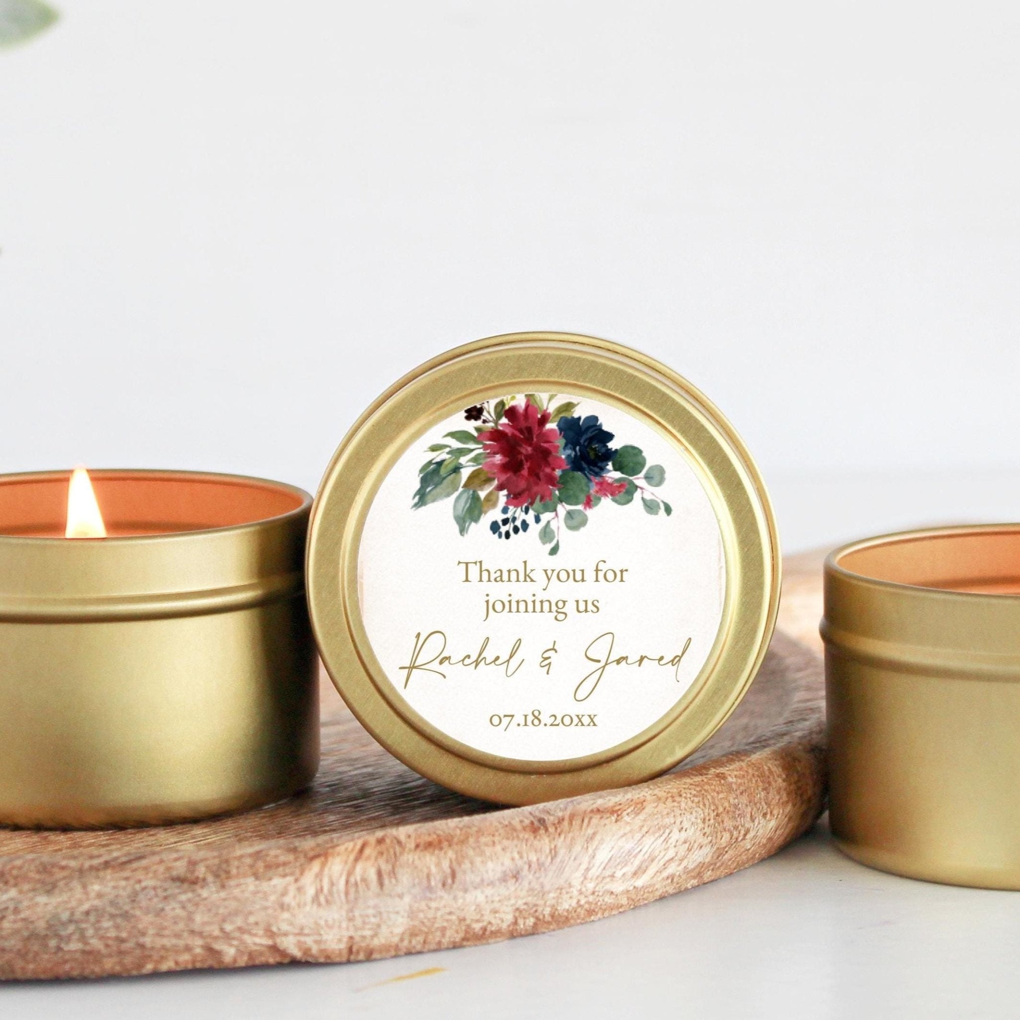 Jewel Floral Set of 10 Tin Favors - The Dancing Wick