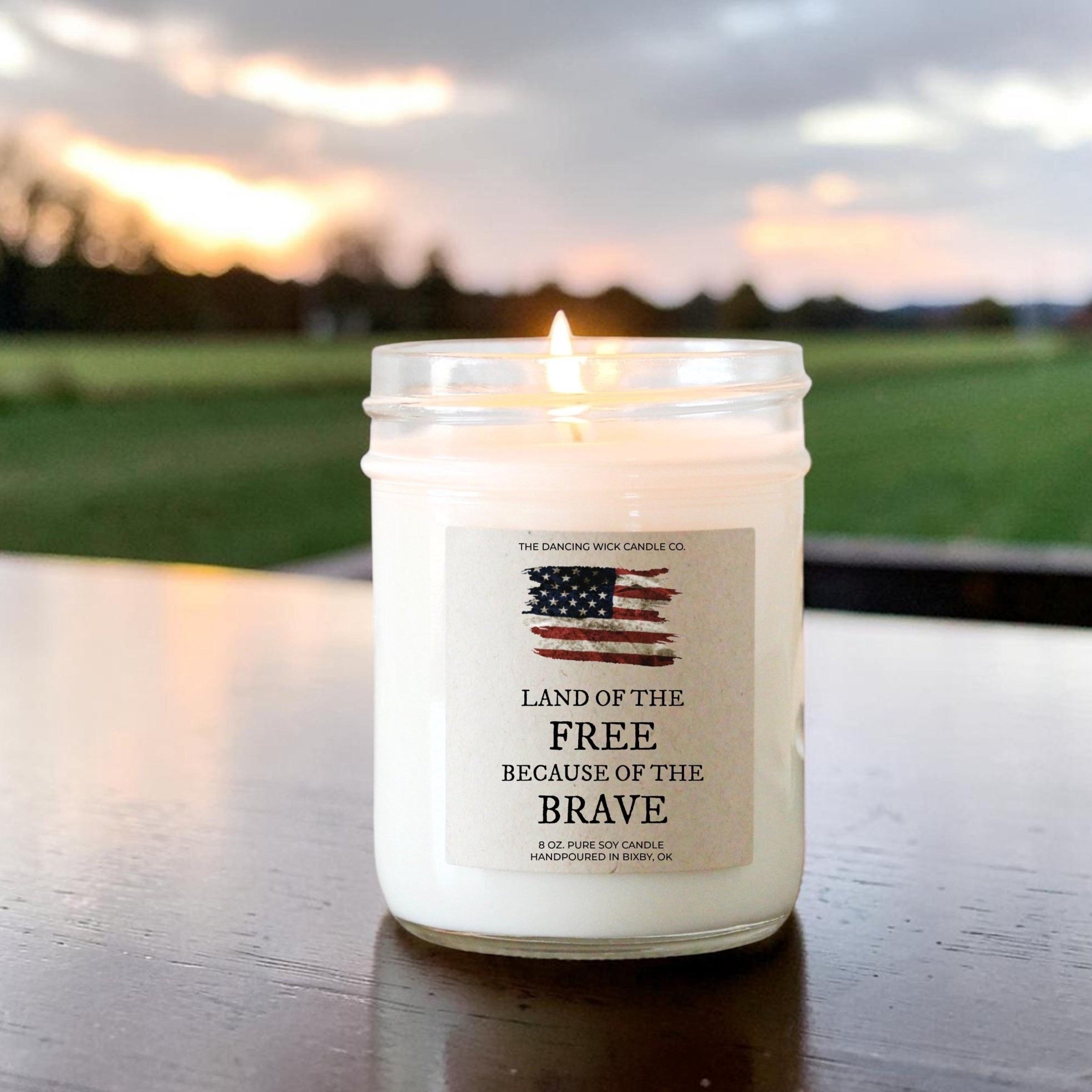 Land of the Free Because of the Brave 4th of July Candle - The Dancing Wick
