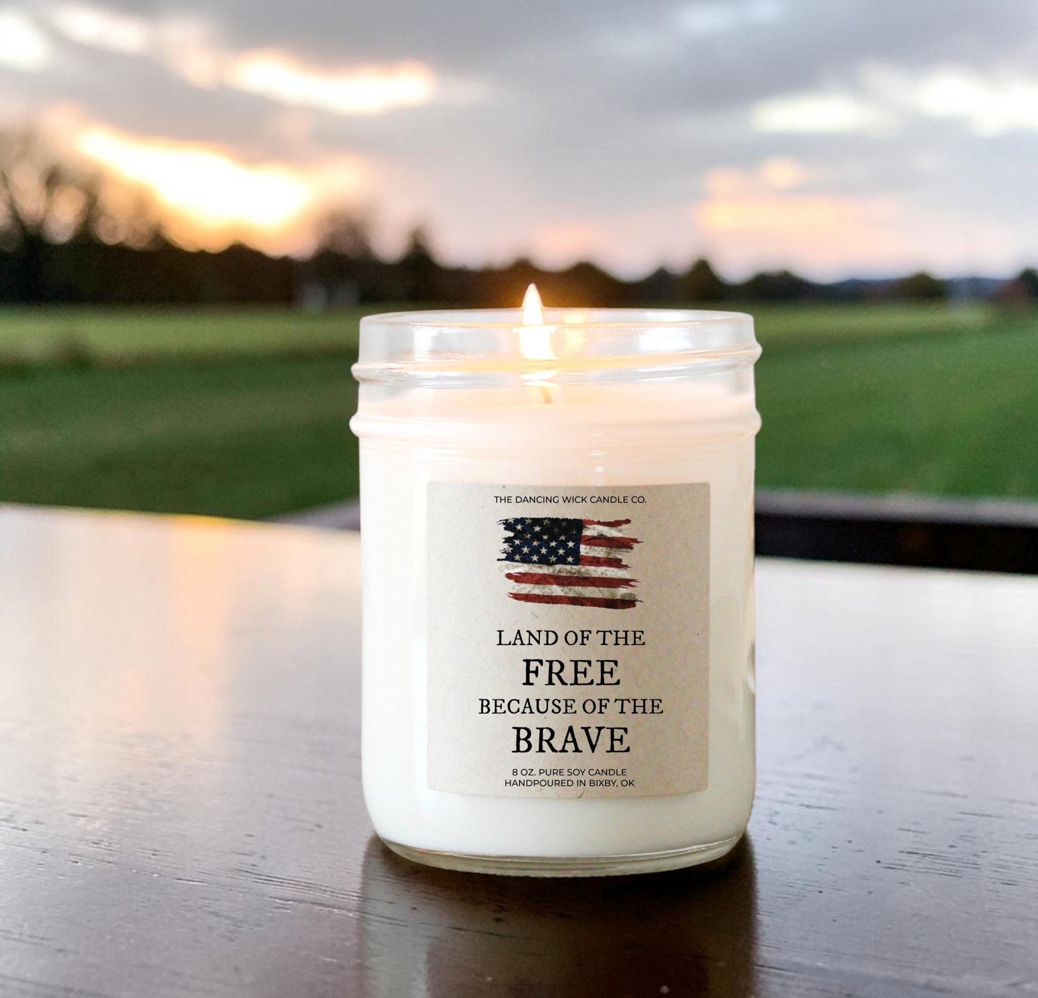 Land of the Free Because of the Brave 4th of July Candle - The Dancing Wick