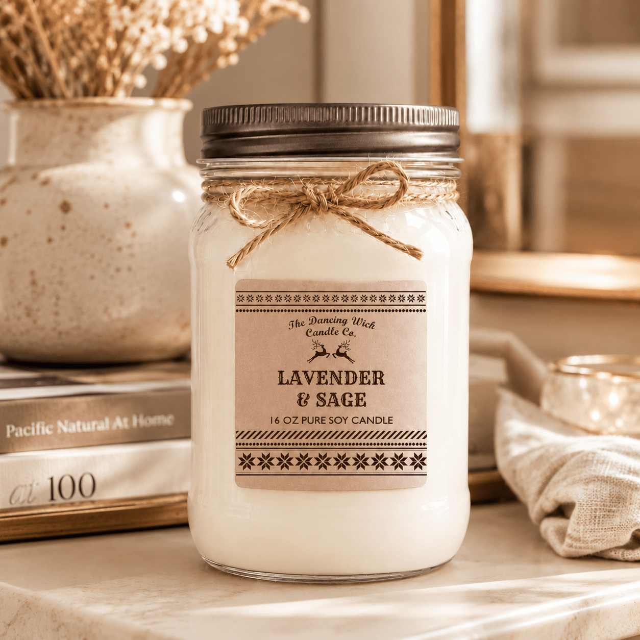 Lavender & Sage - Kraft Winter Candle - The Dancing Wick