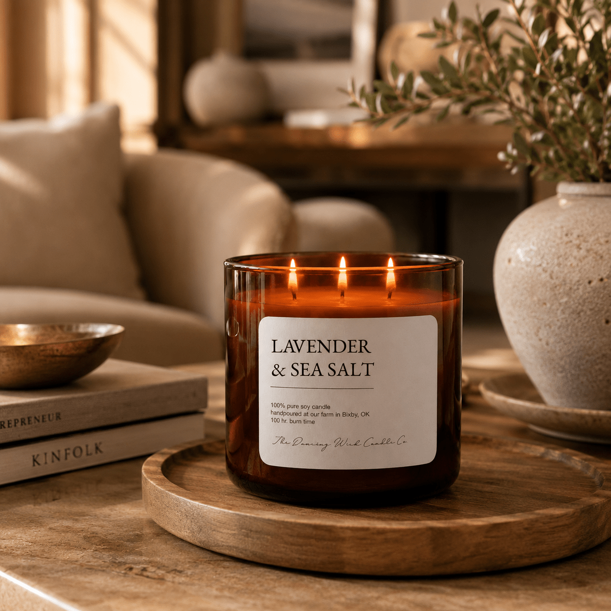 Lavender & Sea Salt - 3 Wick Everyday Tumbler Candle - The Dancing Wick