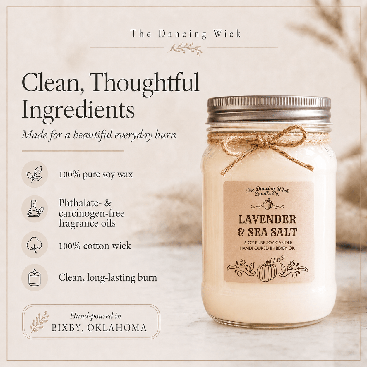 Lavender & Sea Salt - Fall Candle - The Dancing Wick