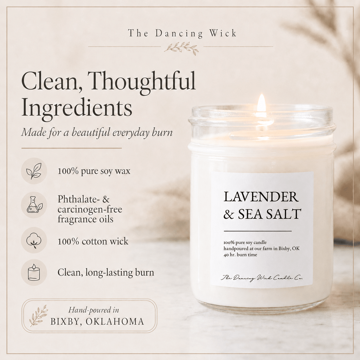 Lavender & Sea Salt - TDW Signature Candle - The Dancing Wick