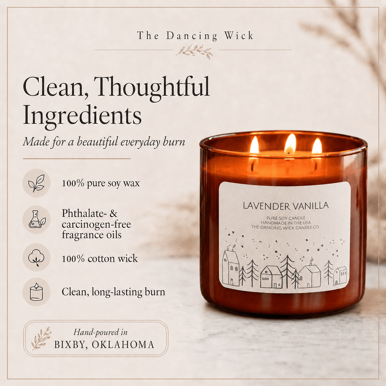 Lavender Vanilla - 3 Wick Christmas Tumbler Candle - The Dancing Wick