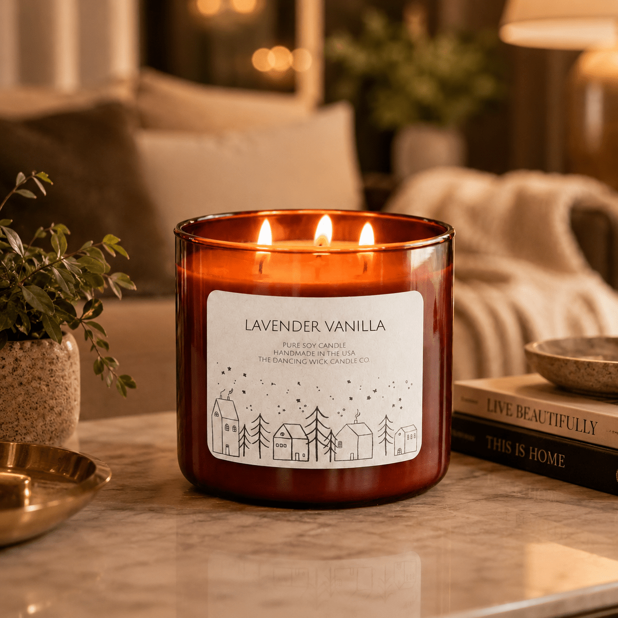 Lavender Vanilla - 3 Wick Christmas Tumbler Candle - The Dancing Wick