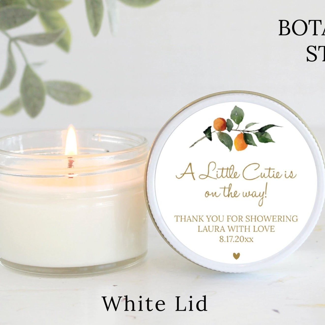 Little Cutie Personalized Baby Shower Favors: 4 oz Soy Candle - The Dancing Wick