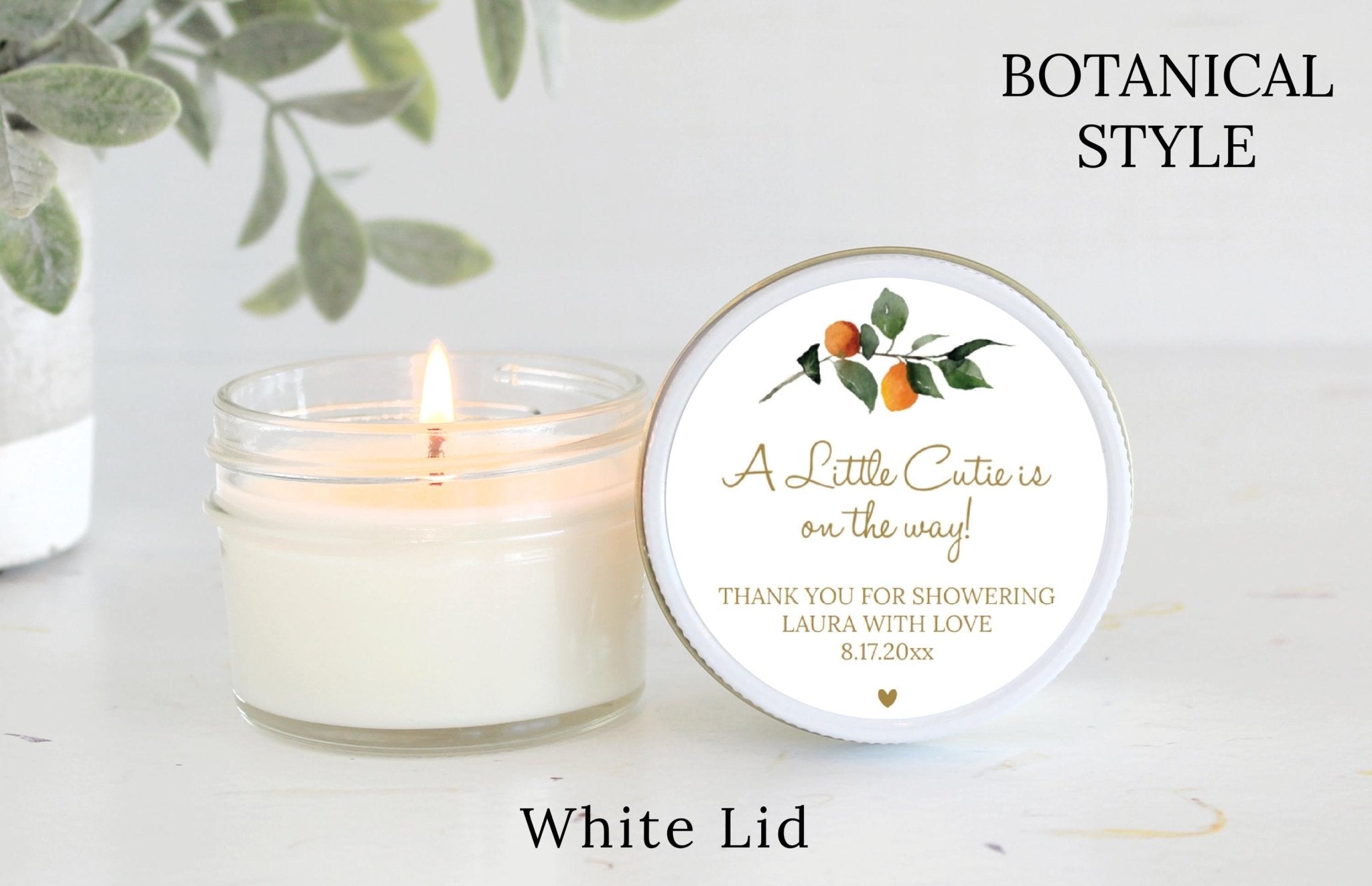 Little Cutie Personalized Baby Shower Favors: 4 oz Soy Candle - The Dancing Wick