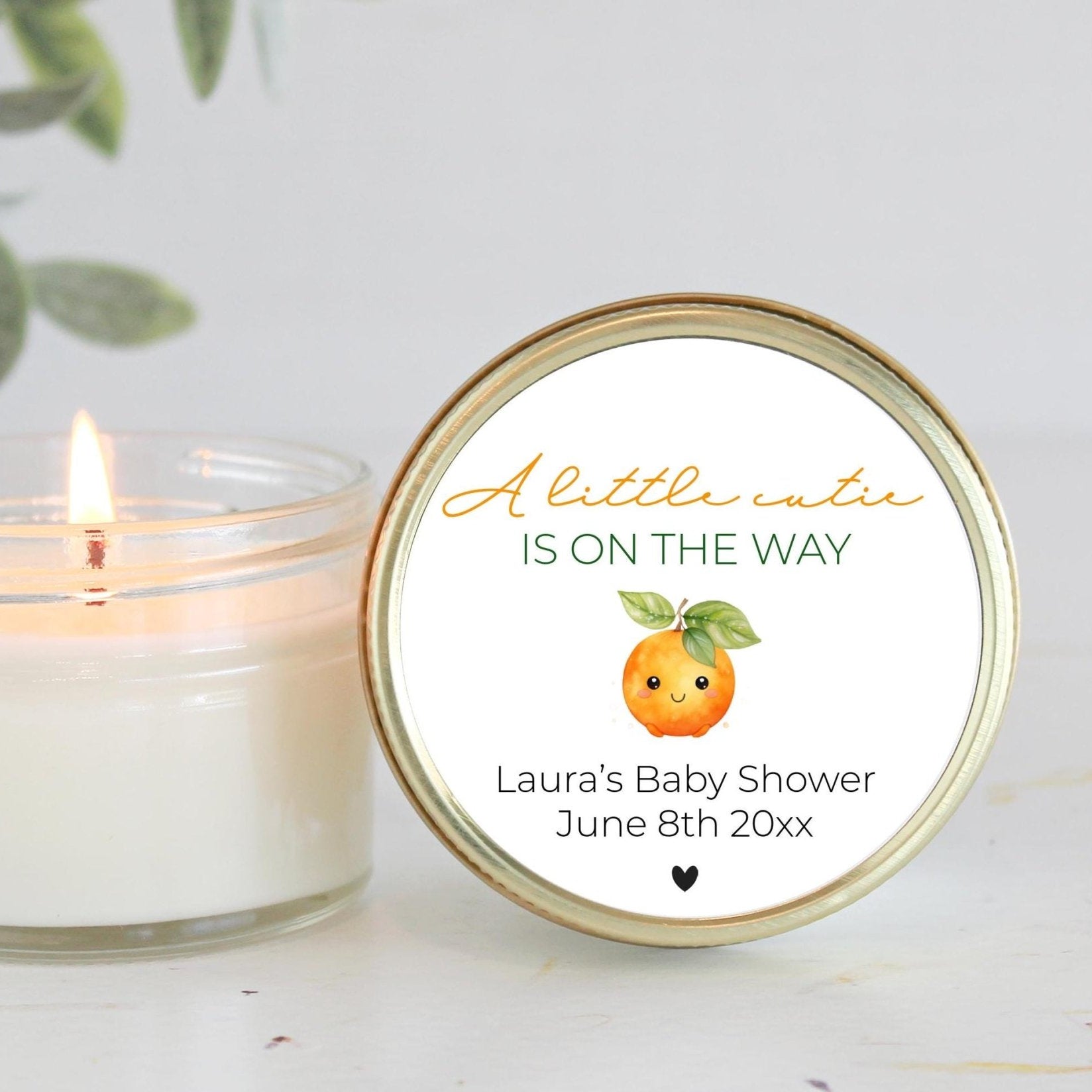 Little Cutie Personalized Baby Shower Favors: 4 oz Soy Candle - The Dancing Wick