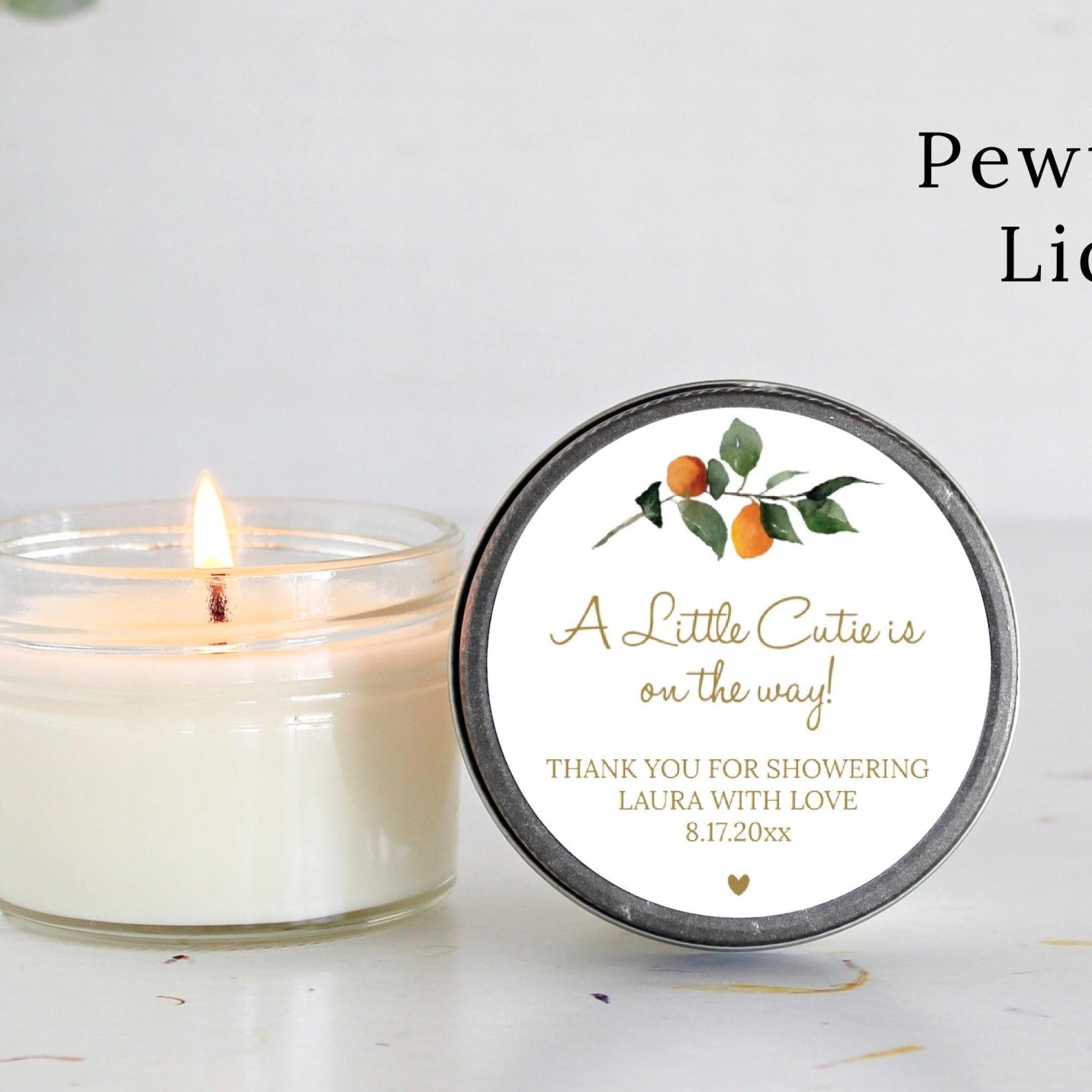 Little Cutie Personalized Baby Shower Favors: 4 oz Soy Candle - The Dancing Wick