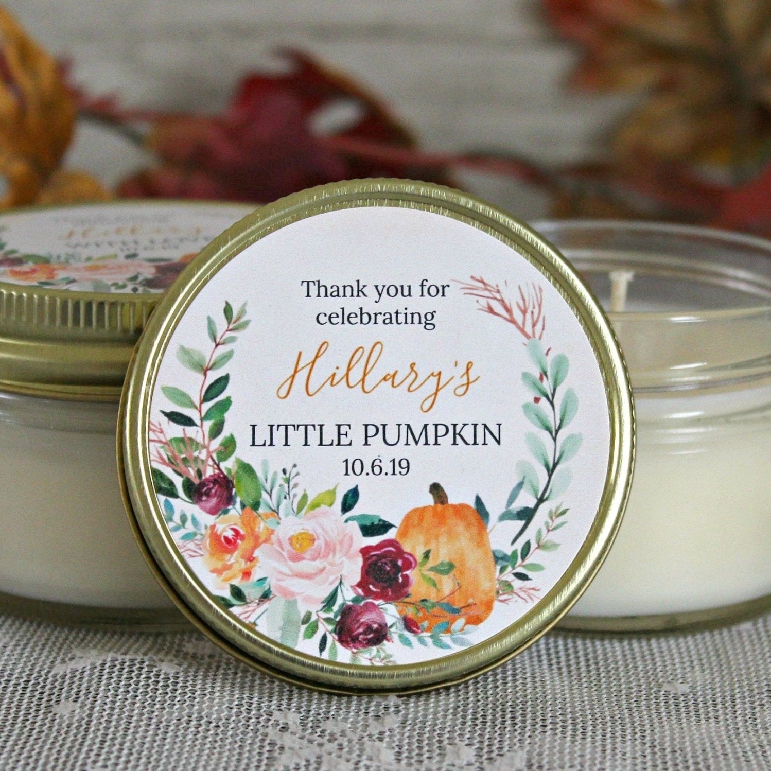 Little Pumpkin Baby Shower Favor - The Dancing Wick