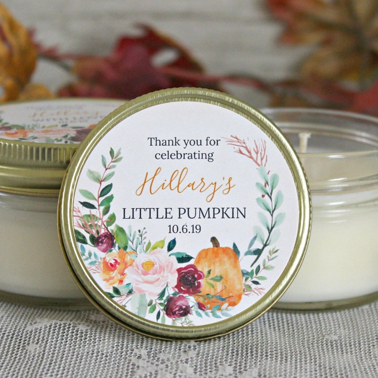 Little Pumpkin Baby Shower Favor - The Dancing Wick