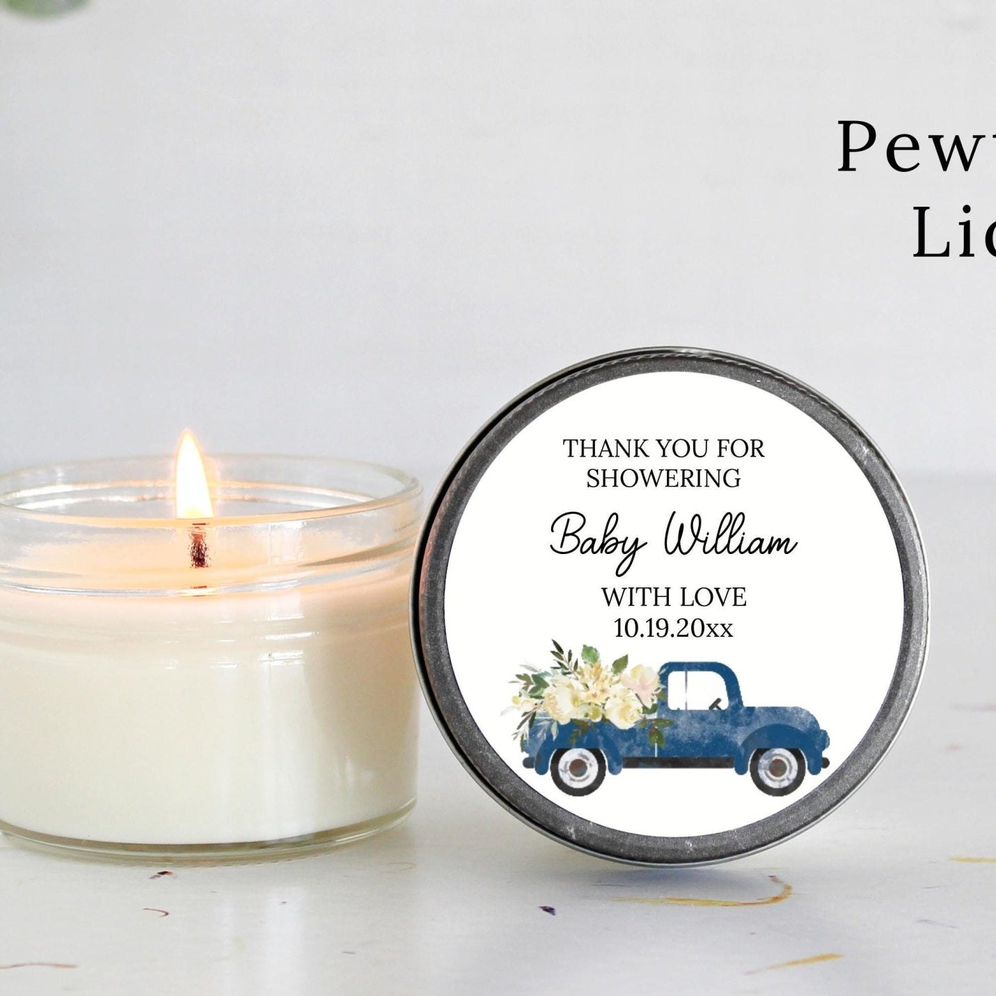 Little Pumpkin Truck Baby Shower Candle Favor - The Dancing Wick