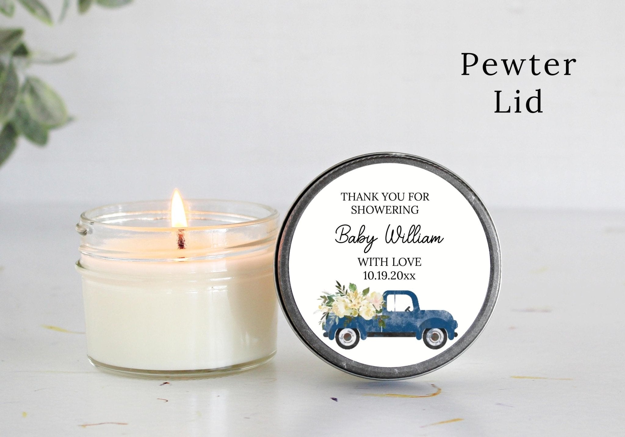 Little Pumpkin Truck Baby Shower Candle Favor - The Dancing Wick