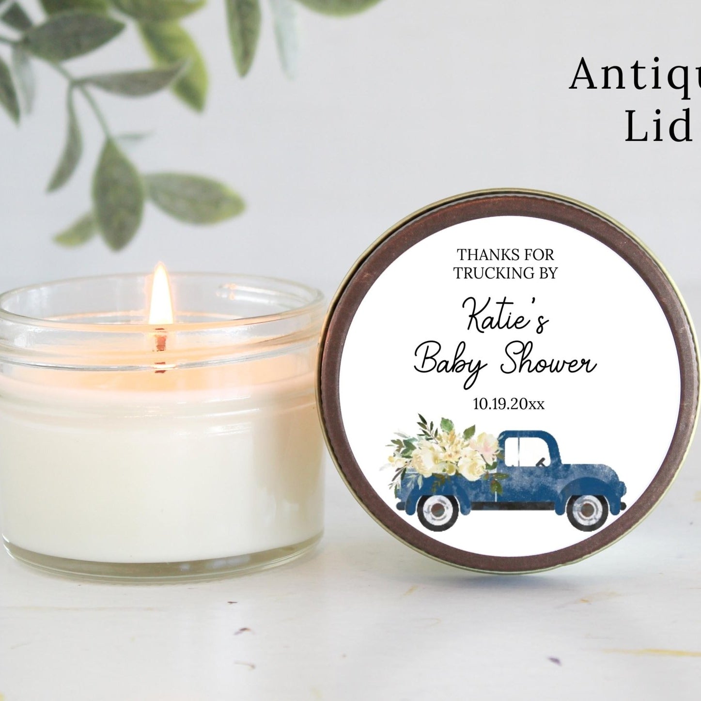 Little Pumpkin Truck Baby Shower Candle Favor - The Dancing Wick