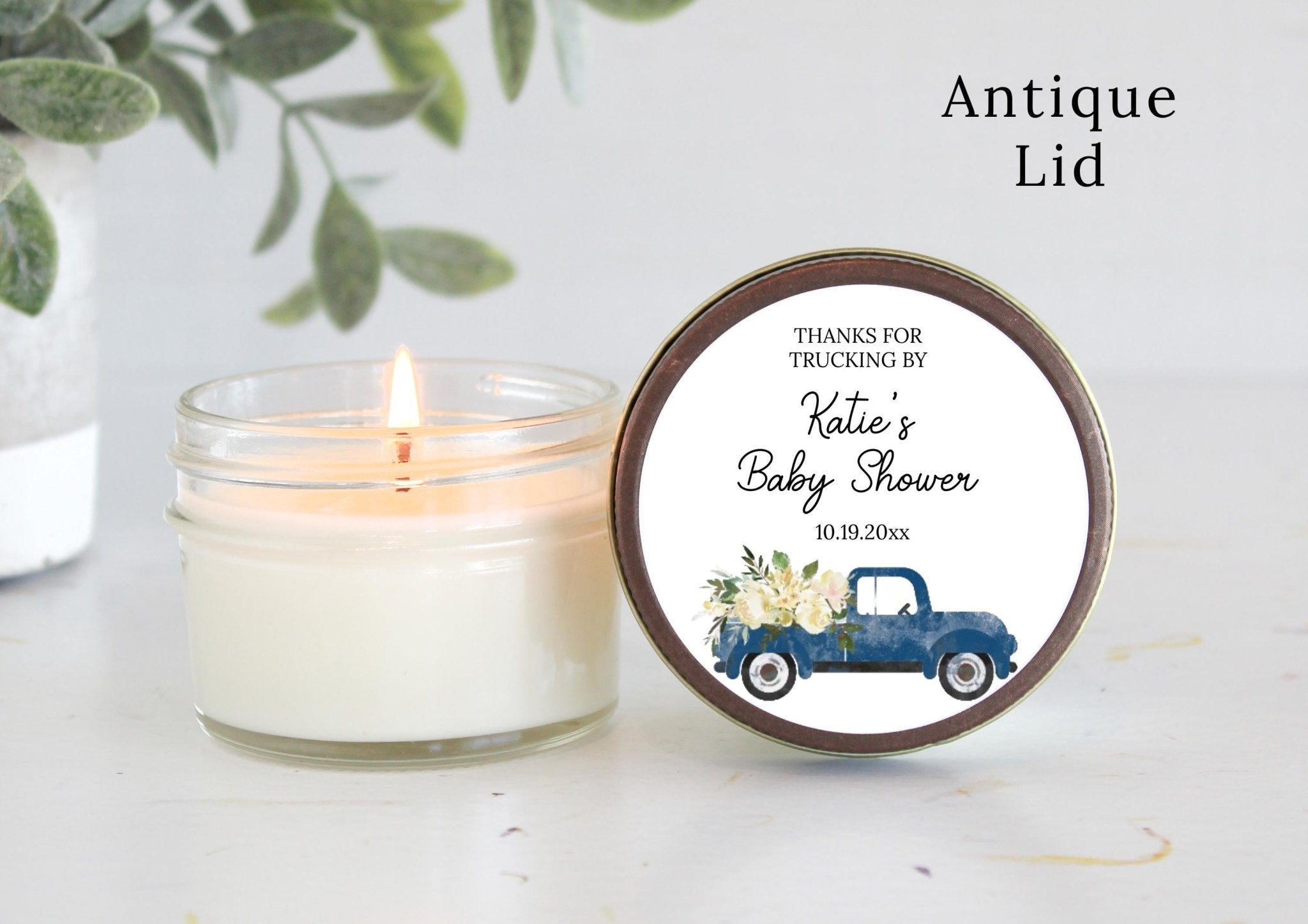 Little Pumpkin Truck Baby Shower Candle Favor - The Dancing Wick