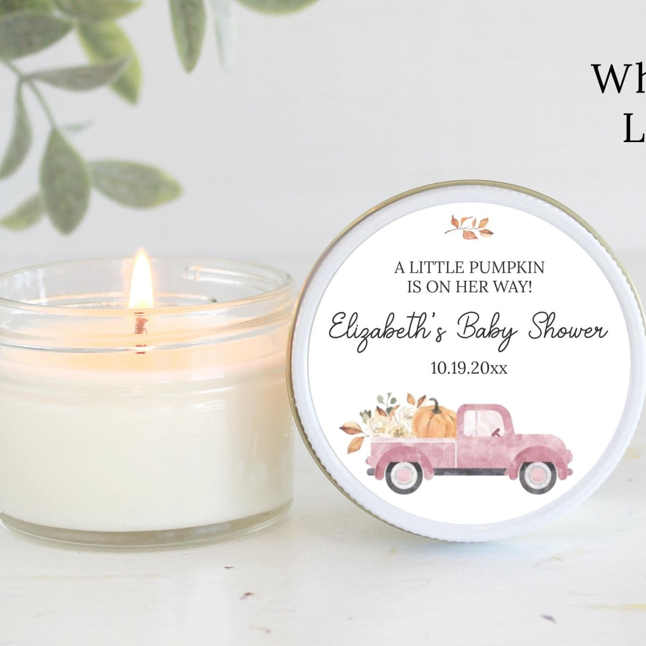 Little Pumpkin Truck Baby Shower Candle Favor - The Dancing Wick