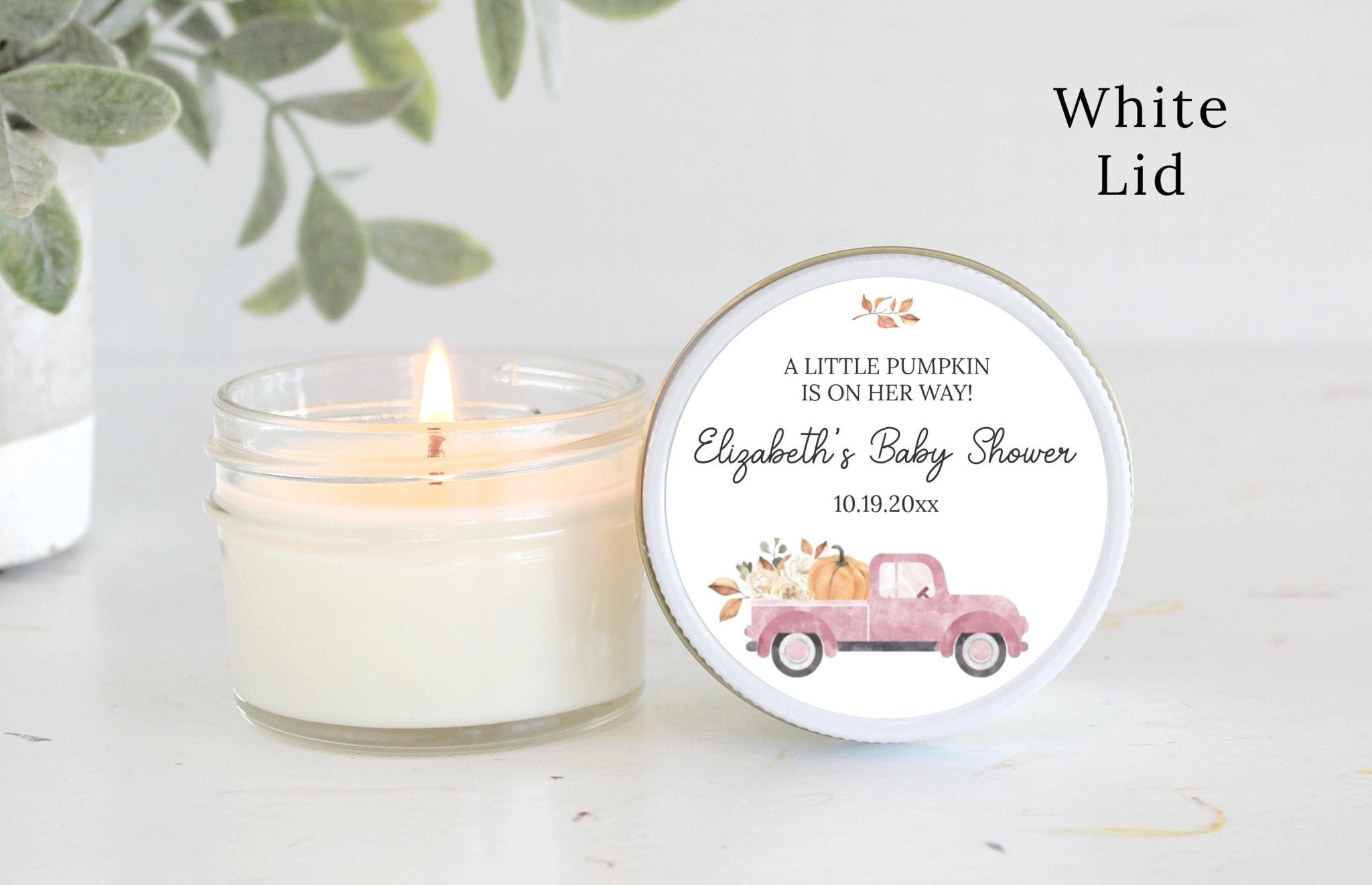 Little Pumpkin Truck Baby Shower Candle Favor - The Dancing Wick